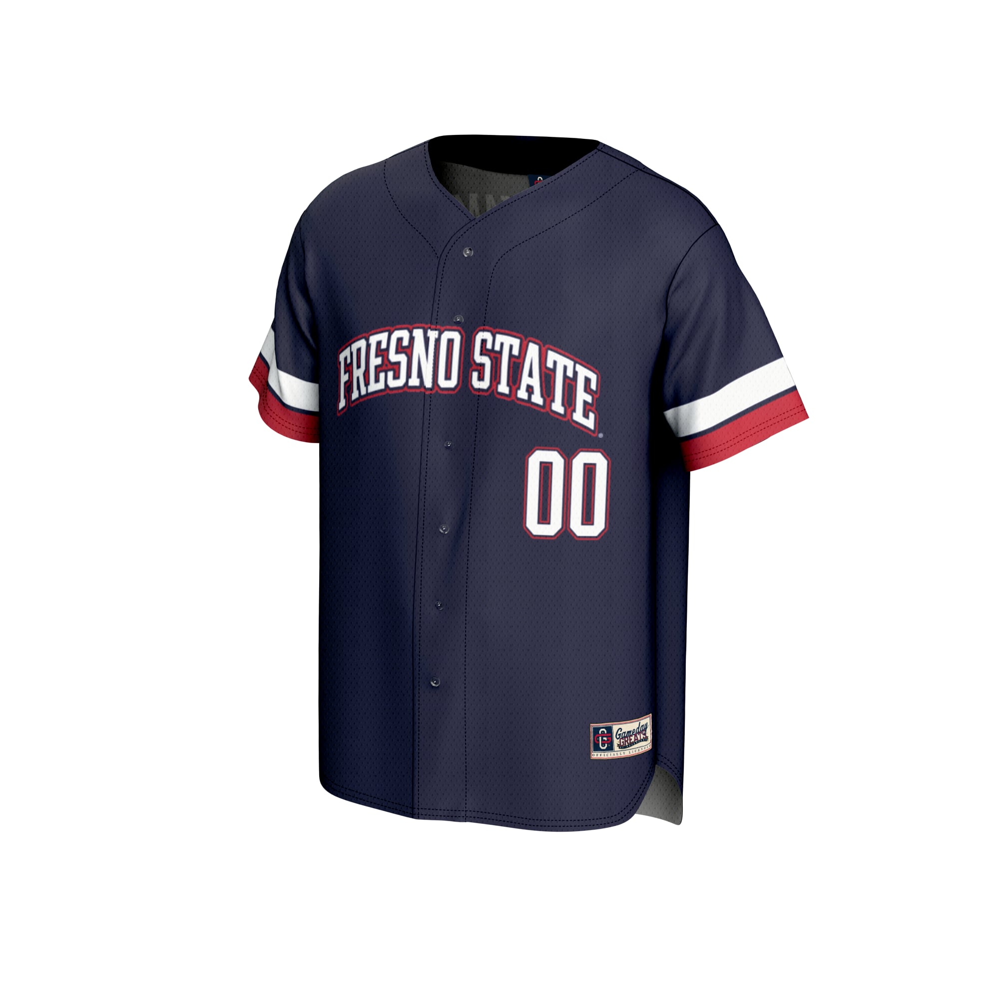 Fresno State Bulldogs Unisex Lightweight Baseball Jersey Navy - front view