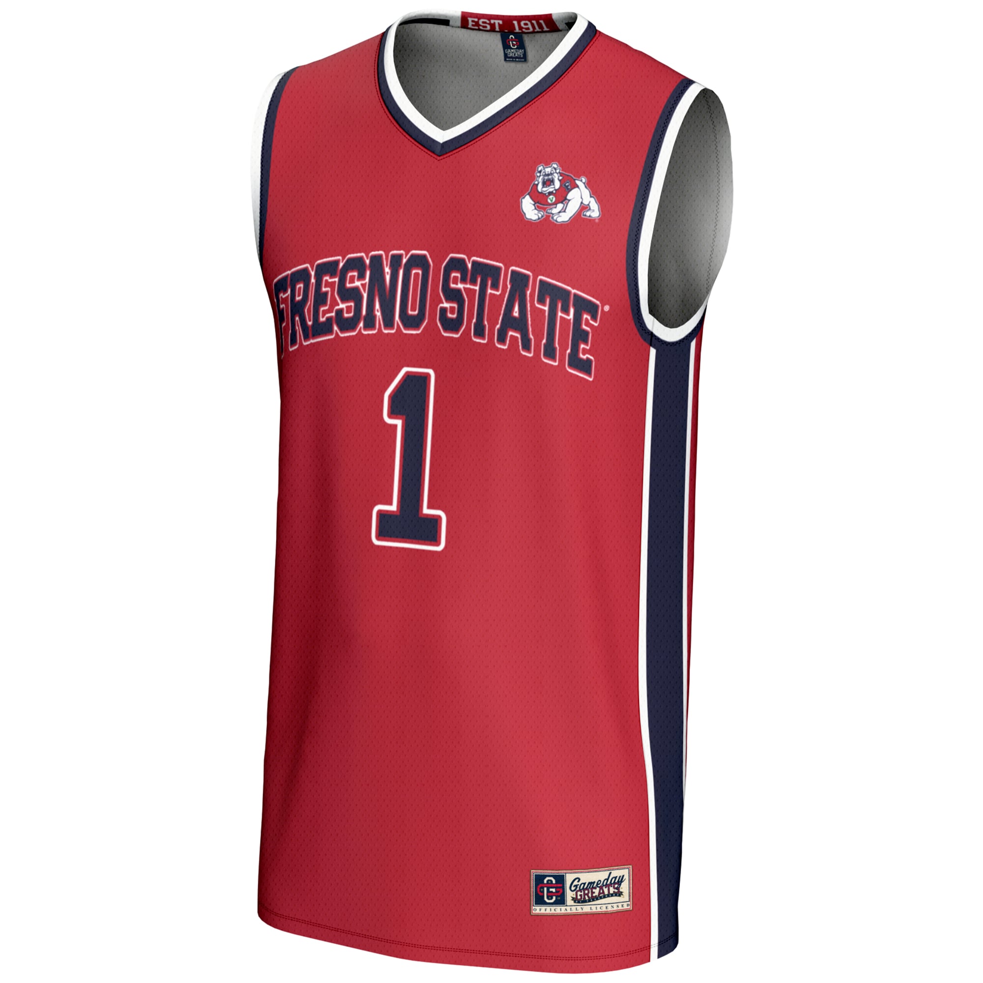 #1 Fresno State Bulldogs Unisex Lightweight Basketball Jersey Red - front view