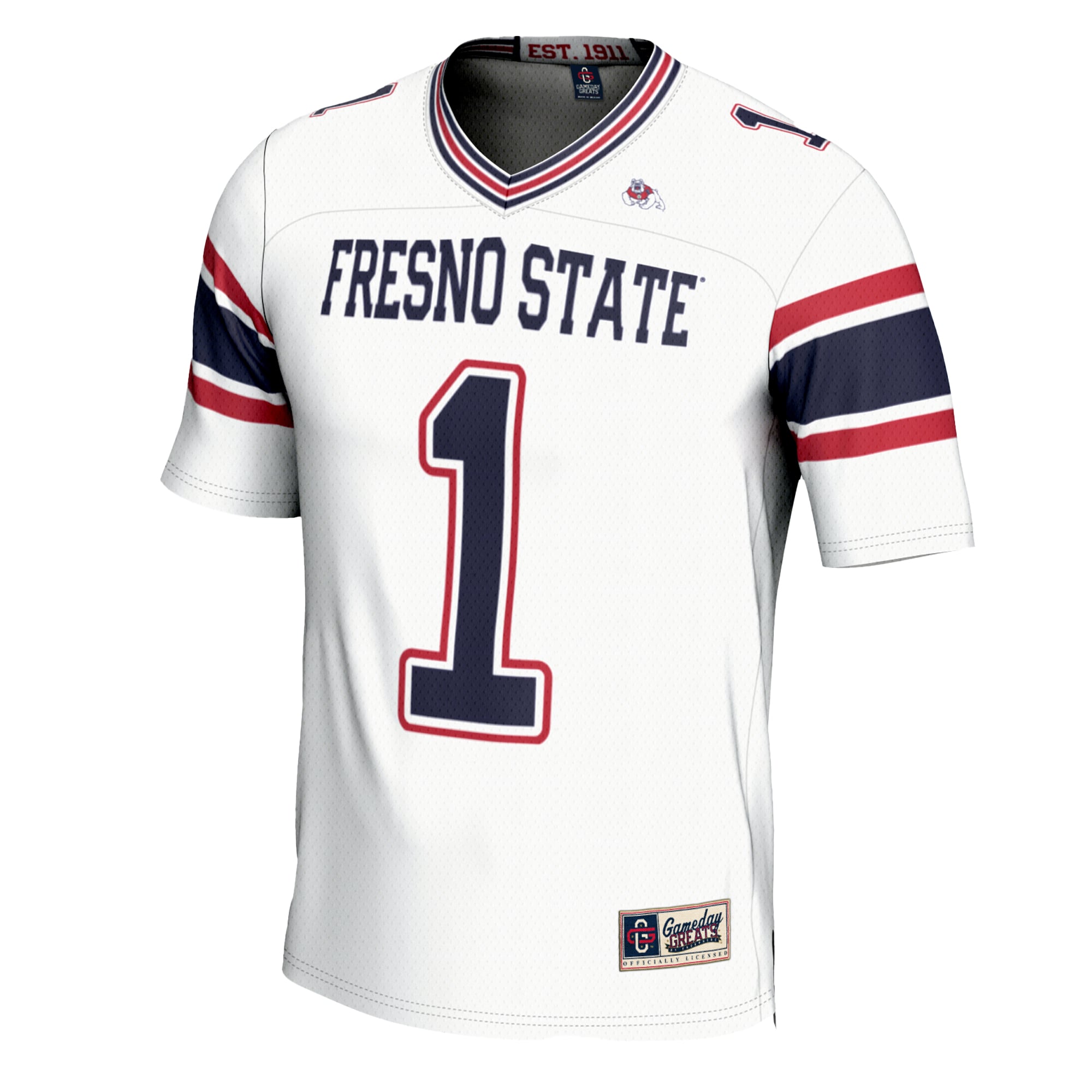 #1 Fresno State Bulldogs Youth Football Jersey - White - back view