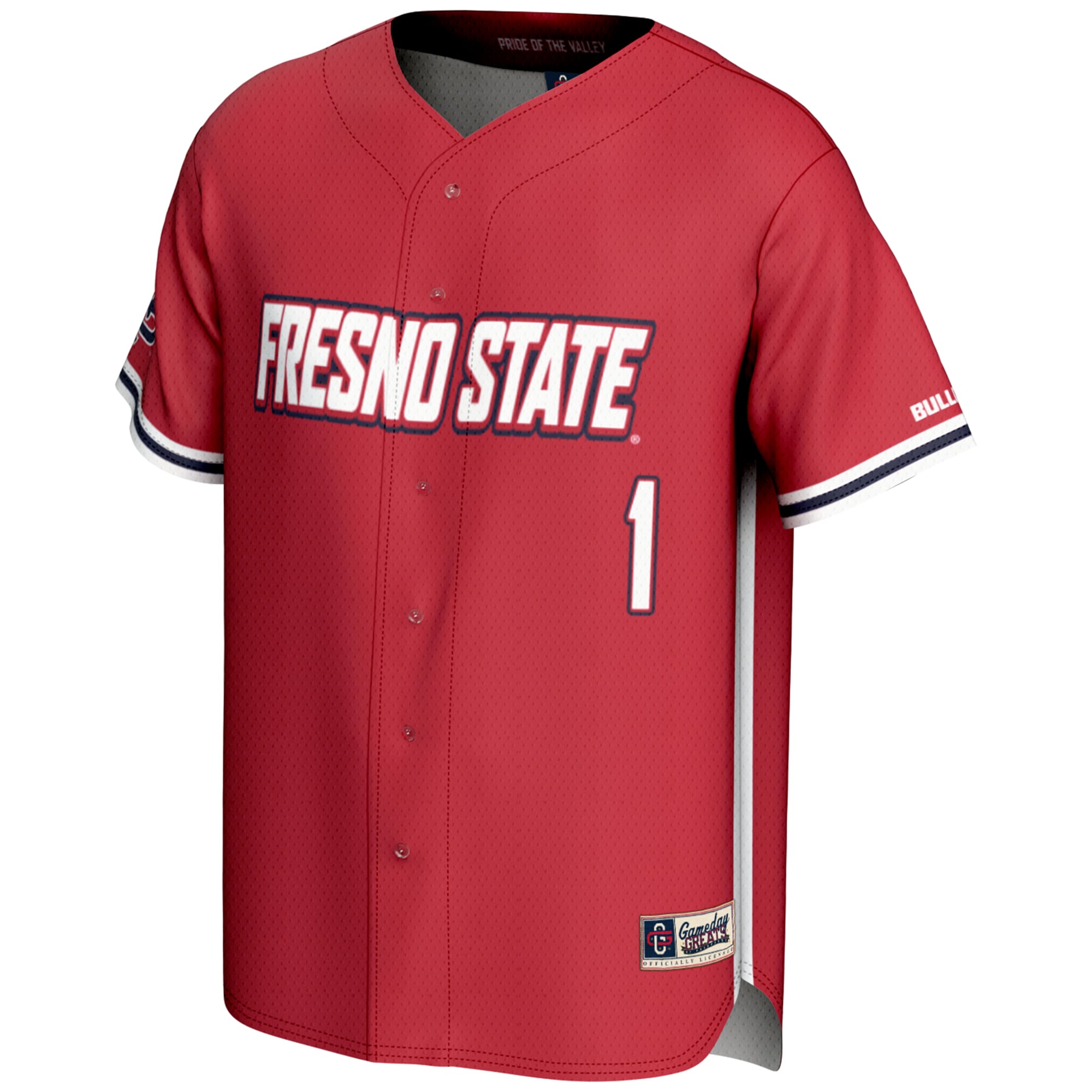 #1 Fresno State Bulldogs Youth Lightweight Baseball Jersey Red - front view