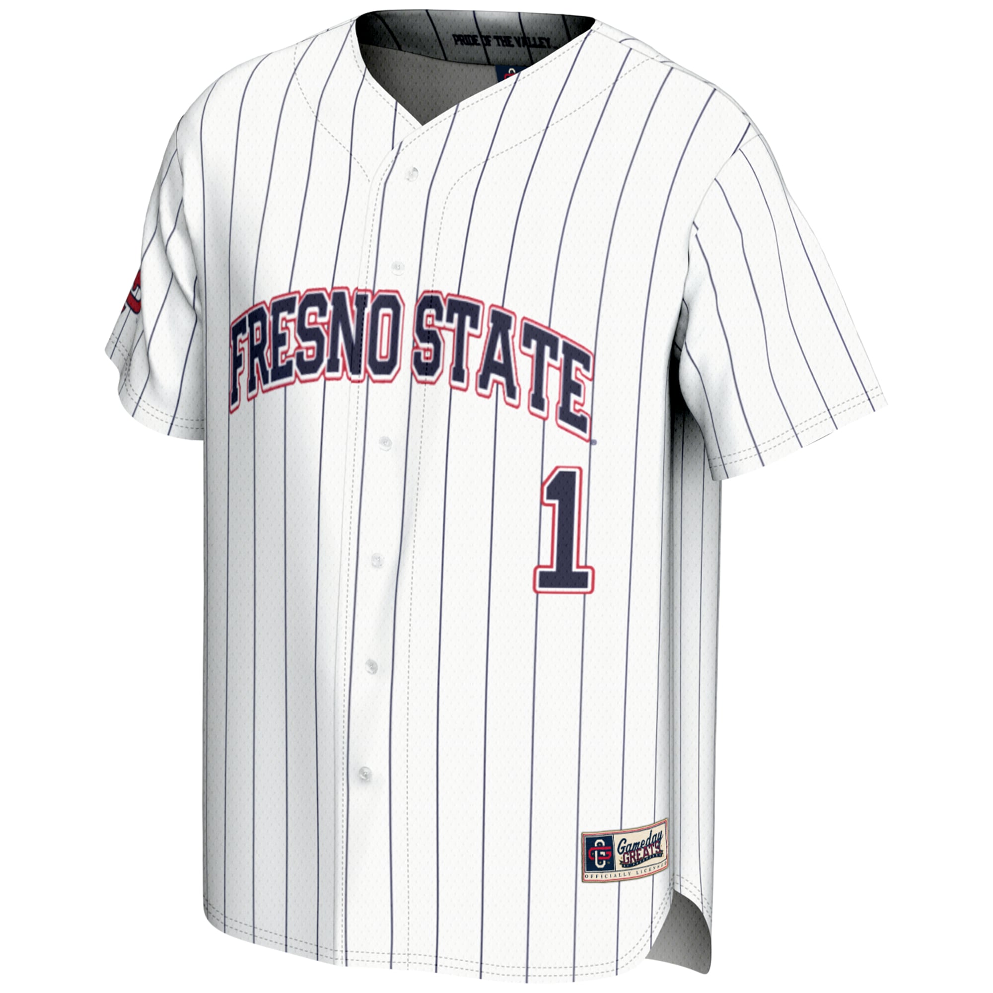 #1 Fresno State Bulldogs Youth Lightweight Baseball Jersey White - front view