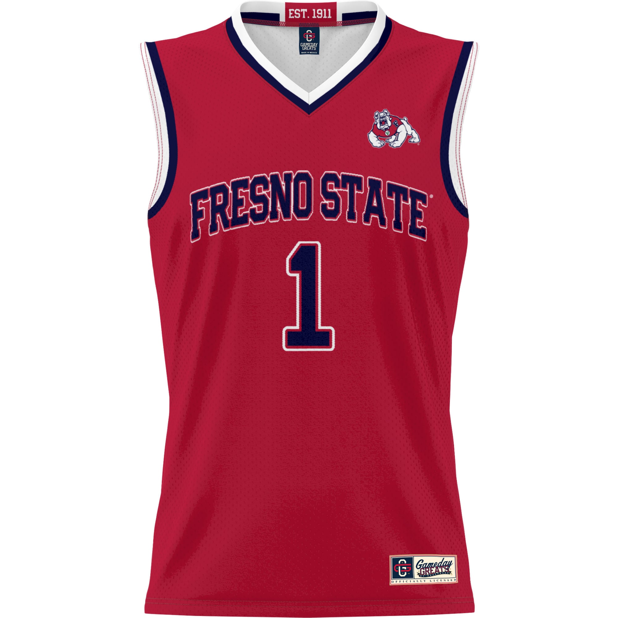 #1 Fresno State Bulldogs Youth Lightweight Basketball Jersey Red - front view