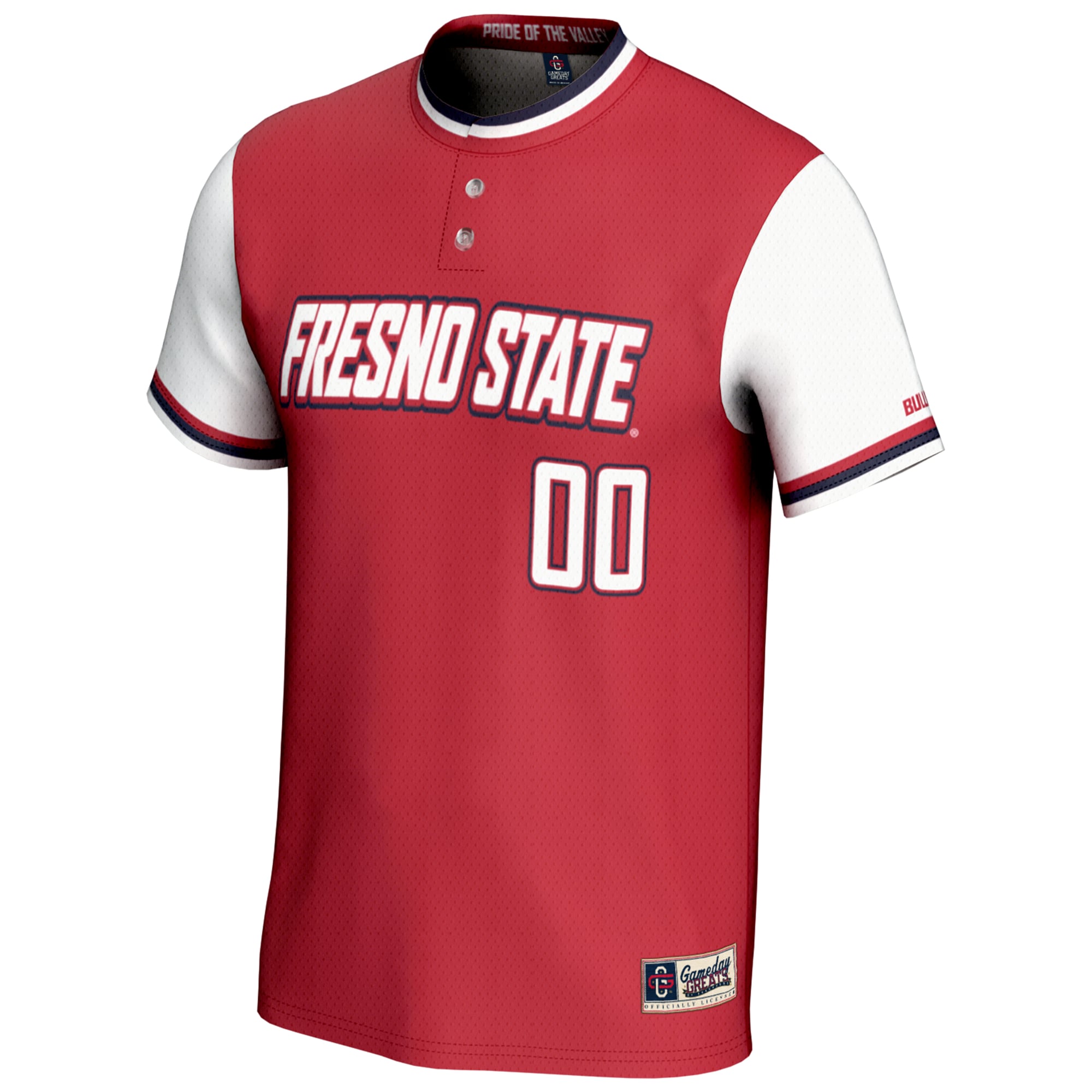 Fresno State Bulldogs Youth Lightweight Softball Jersey Red - front view