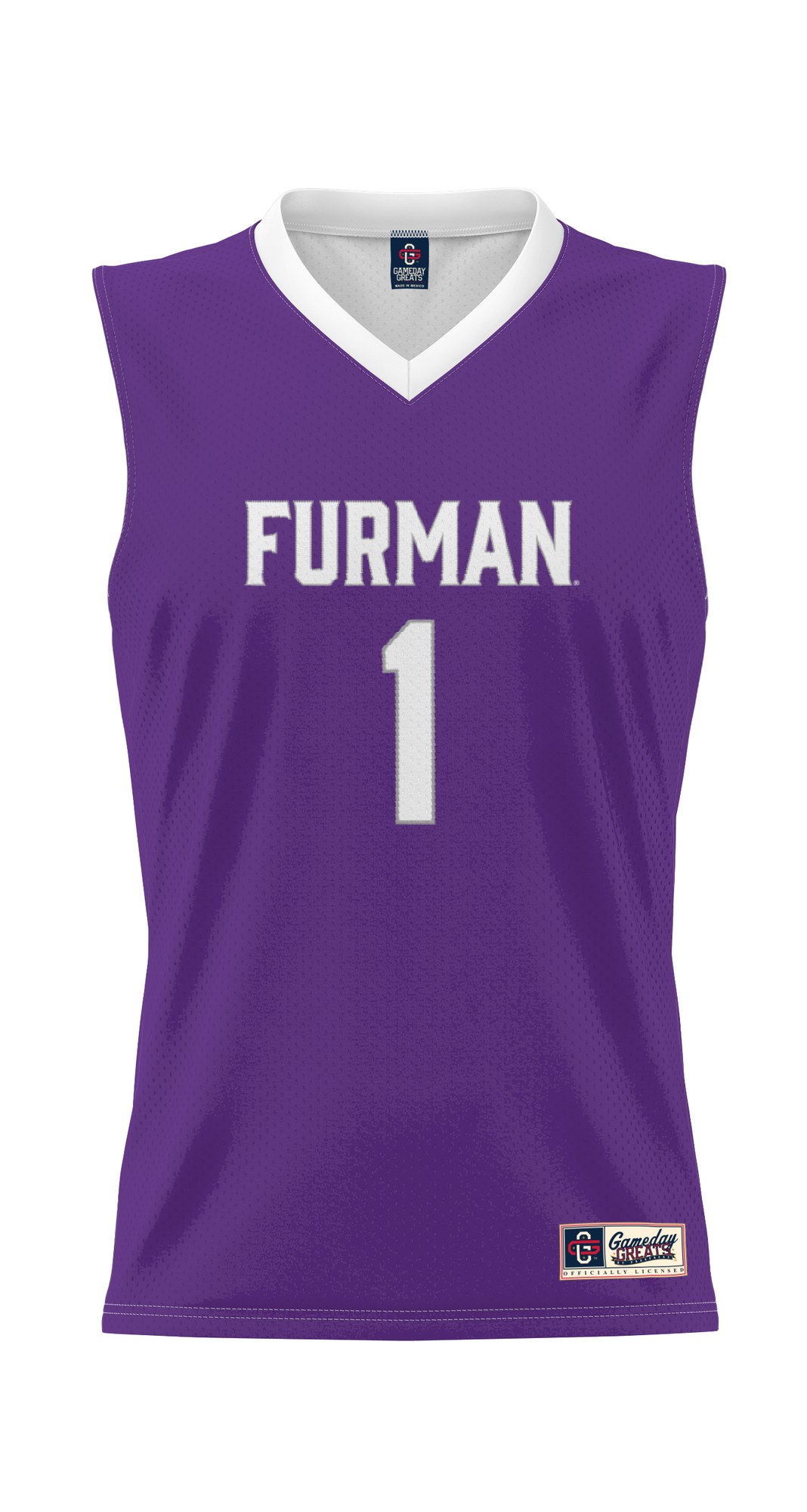 #1 Furman Paladins Lightweight Basketball Jersey Purple - front view