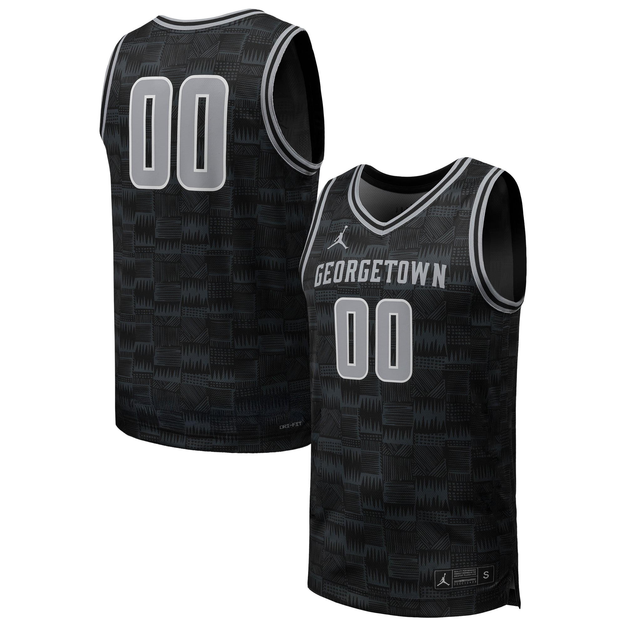 #00 Georgetown Hoyas Basketball Jersey Black - front and back view
