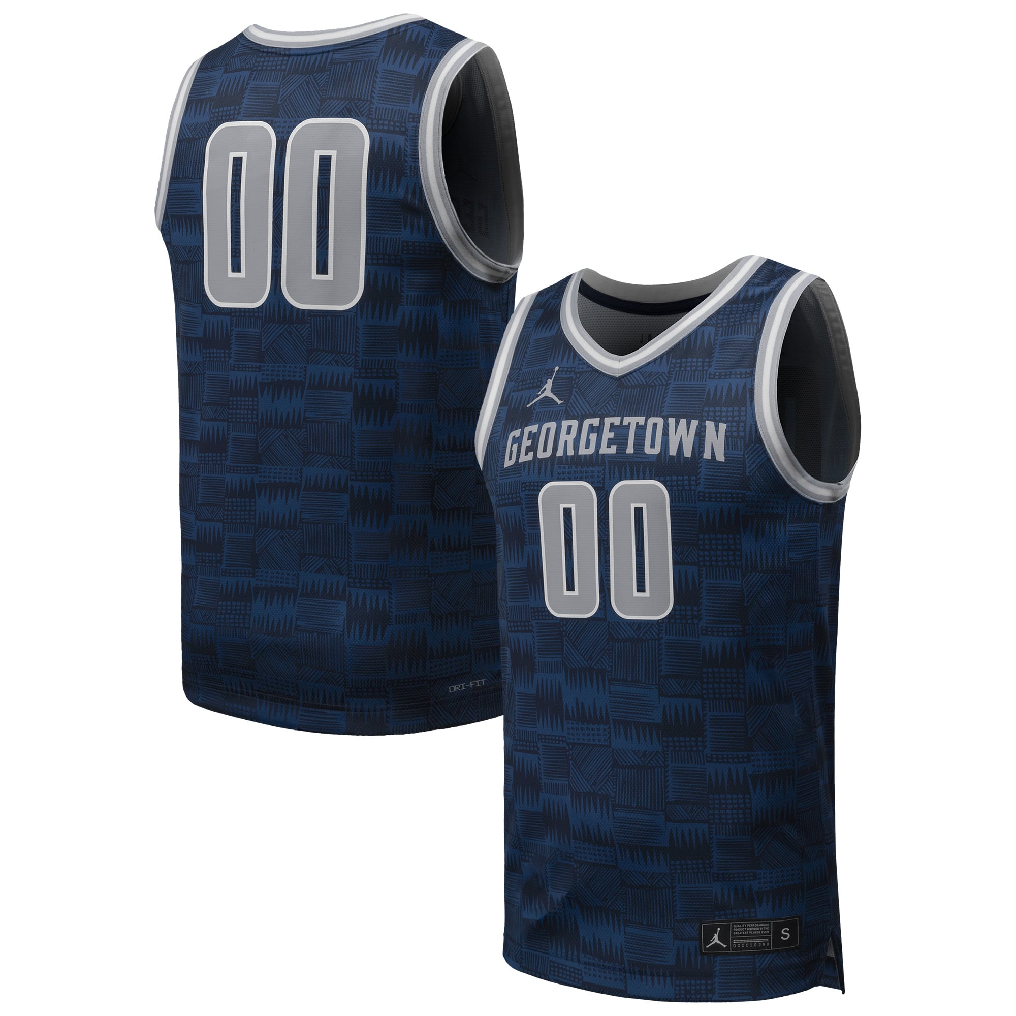 #00 Georgetown Hoyas Basketball Jersey Navy - front and back view