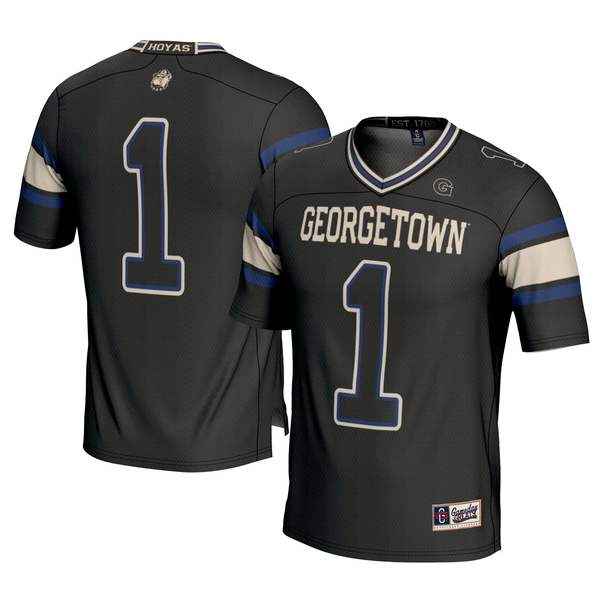 #1 Georgetown Hoyas Football Jersey Cardinal - front and back view