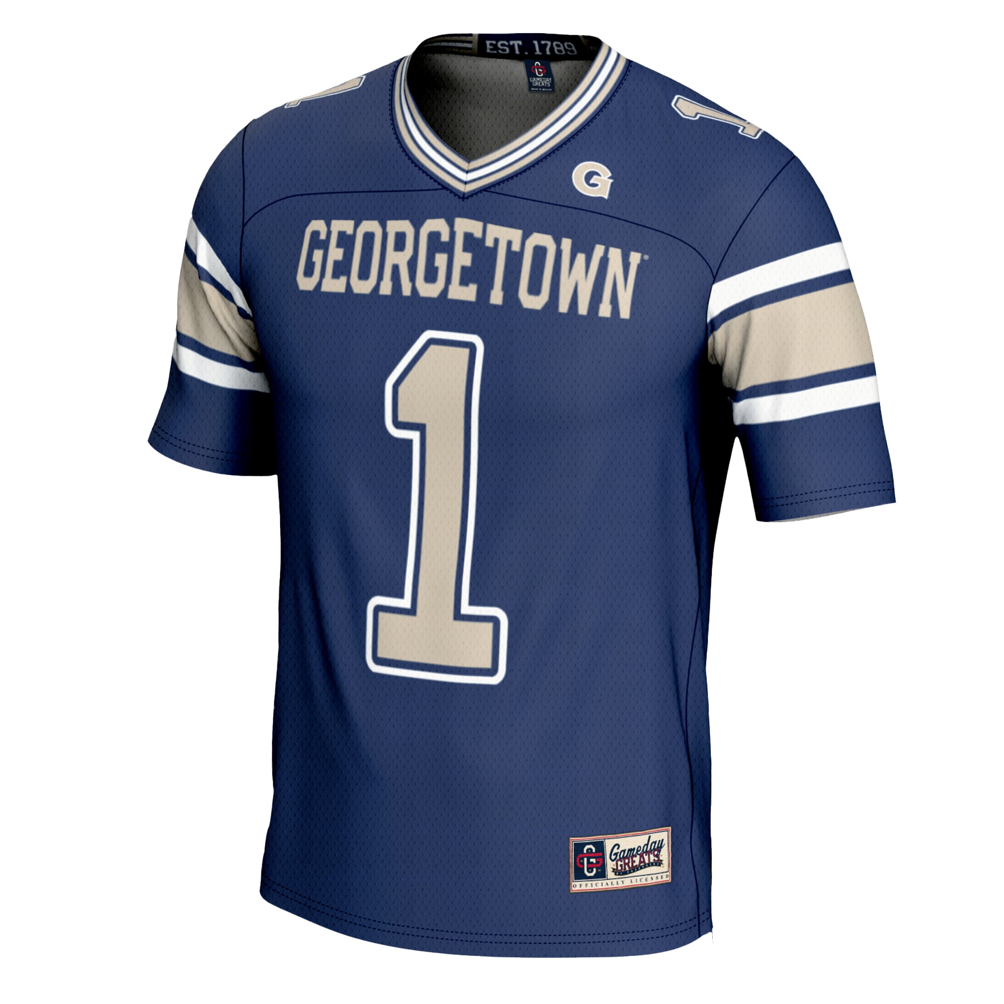 #1 Georgetown Hoyas Football Jersey Navy - front view