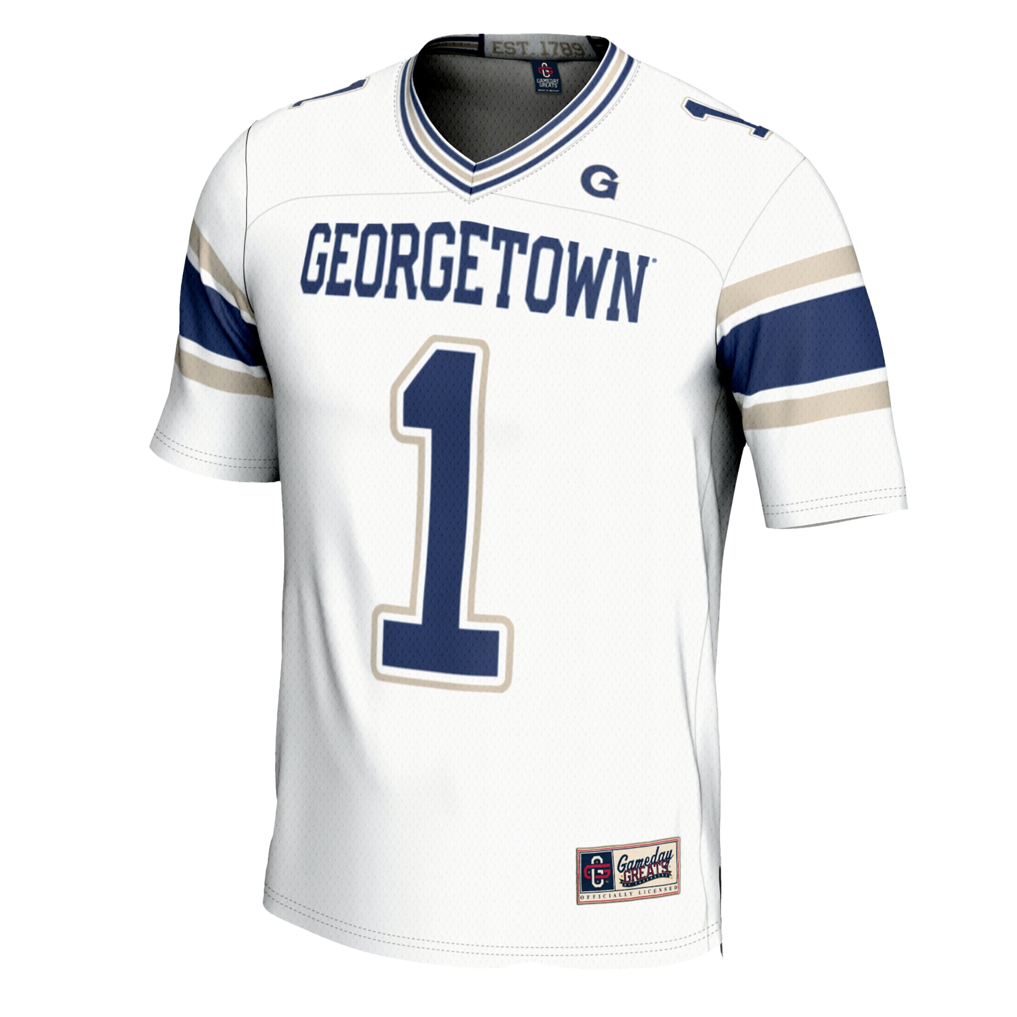 #1 Georgetown Hoyas Football Jersey White - front view
