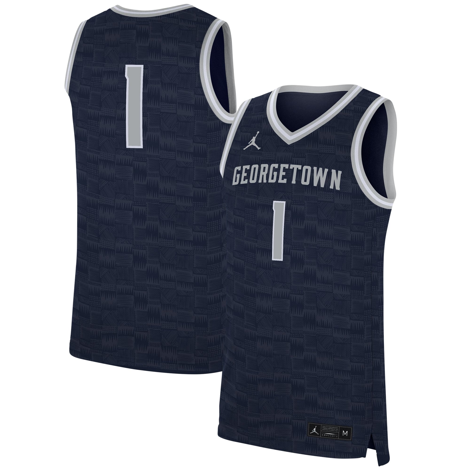 #1 Georgetown Hoyas Jersey Navy - front and back view