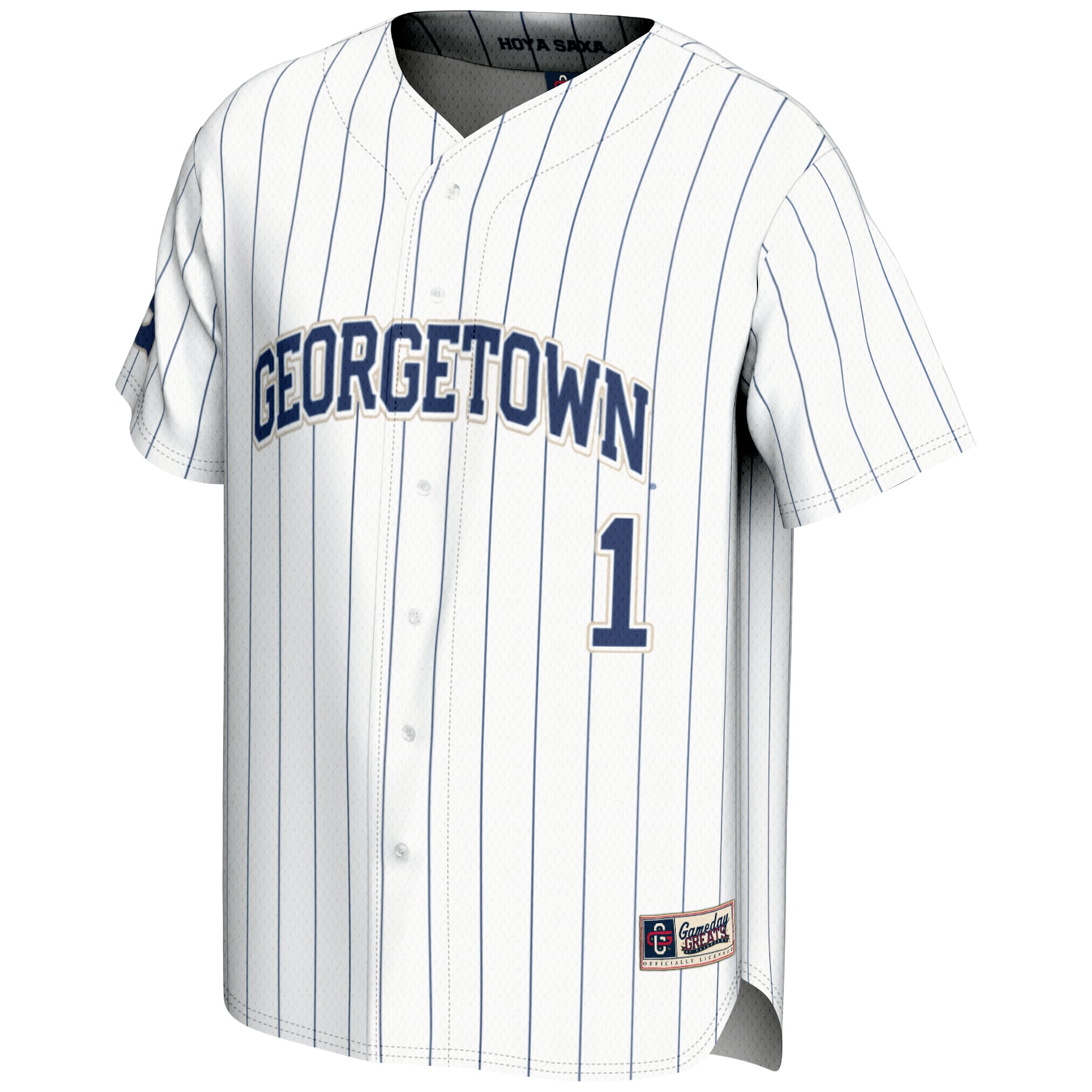 #1 Georgetown Hoyas Lightweight Baseball Fashion Jersey White - front view