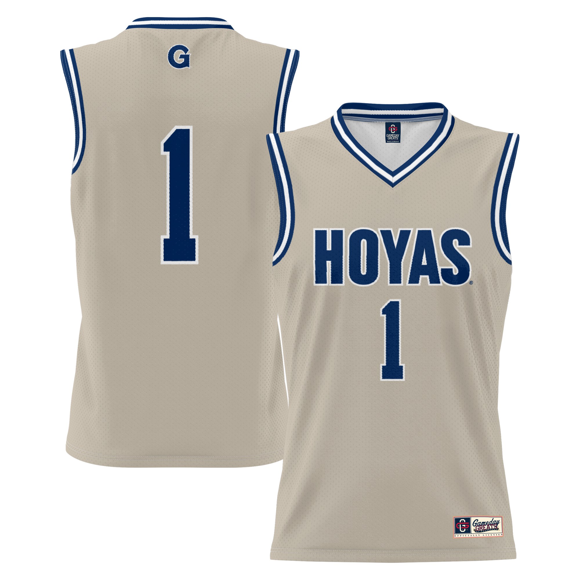 #1 Georgetown Hoyas Lightweight Basketball Jersey Gray - front and back view