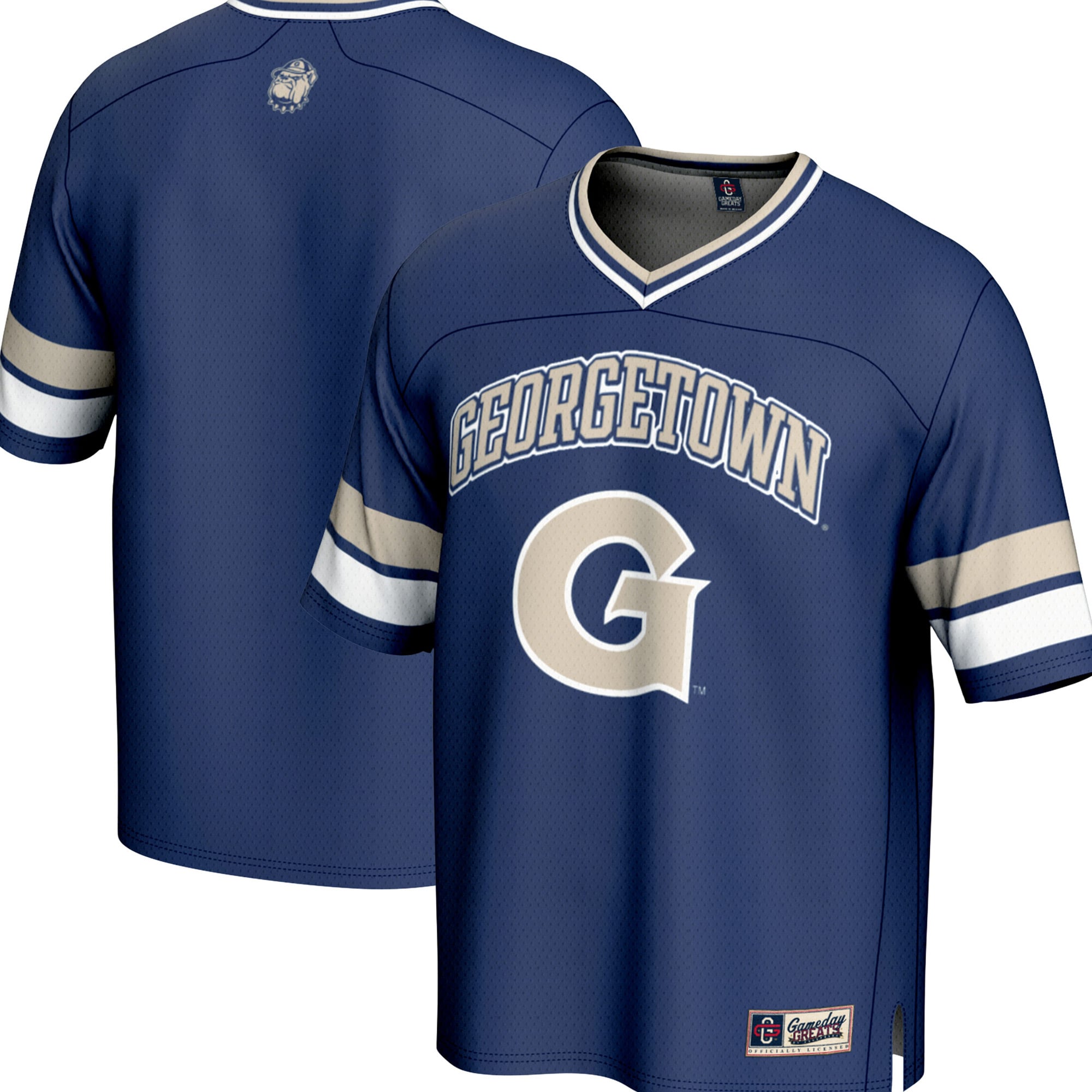 Georgetown Hoyas Spirit Football Jersey Navy - front and back view