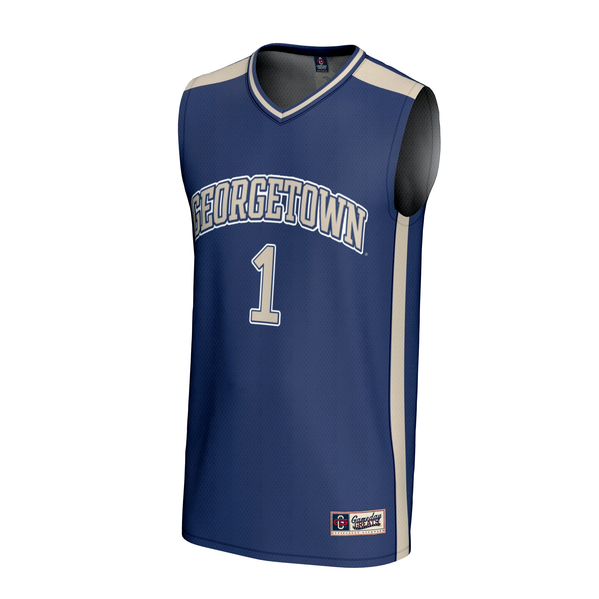 #1 Georgetown Hoyas Unisex Lightweight Basketball Fashion Jersey Navy - front view