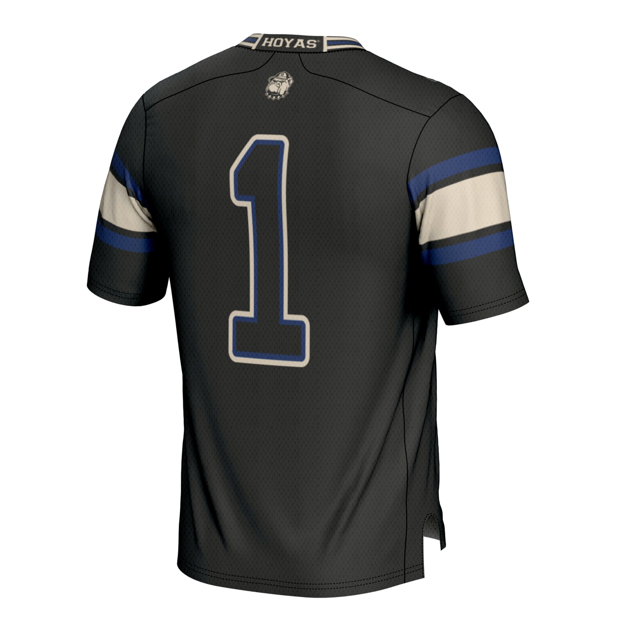 #1 Georgetown Hoyas Youth Football Jersey Black - back view