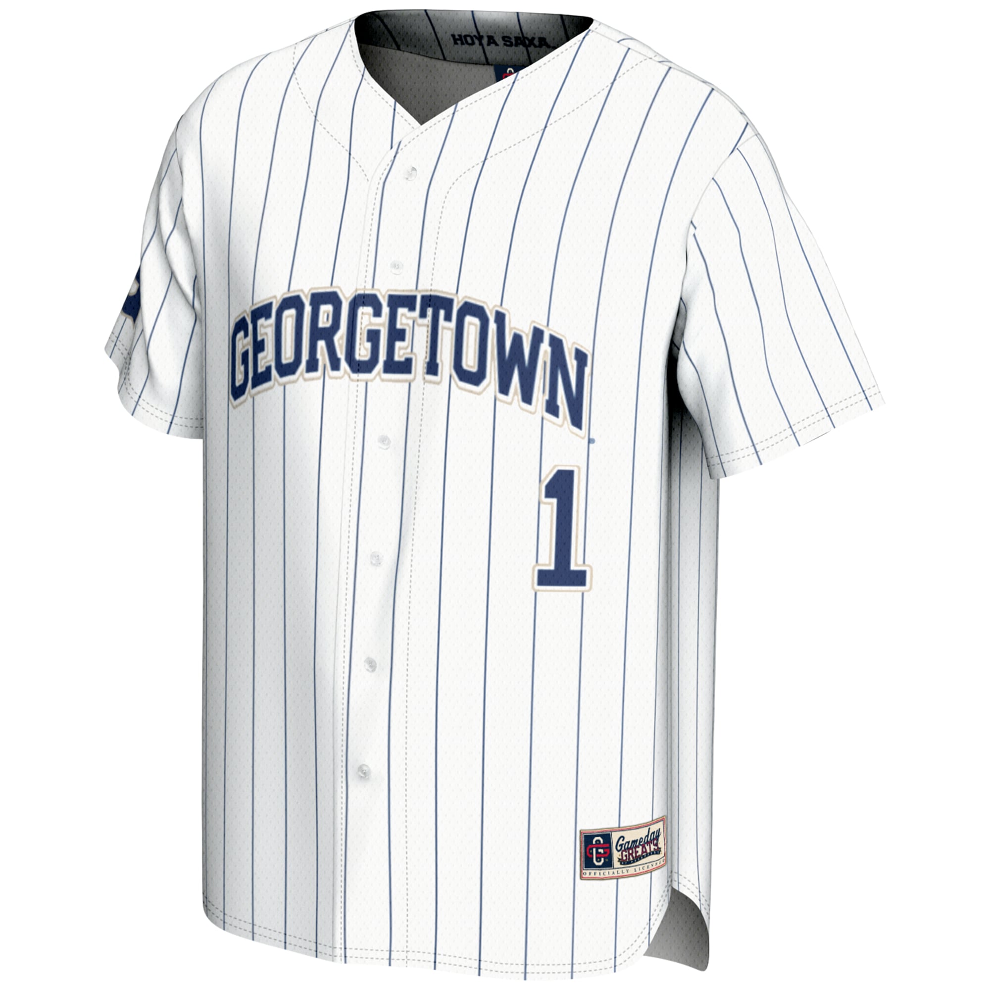 #1 Georgetown Hoyas Youth Lightweight Baseball Fashion Jersey White - front view