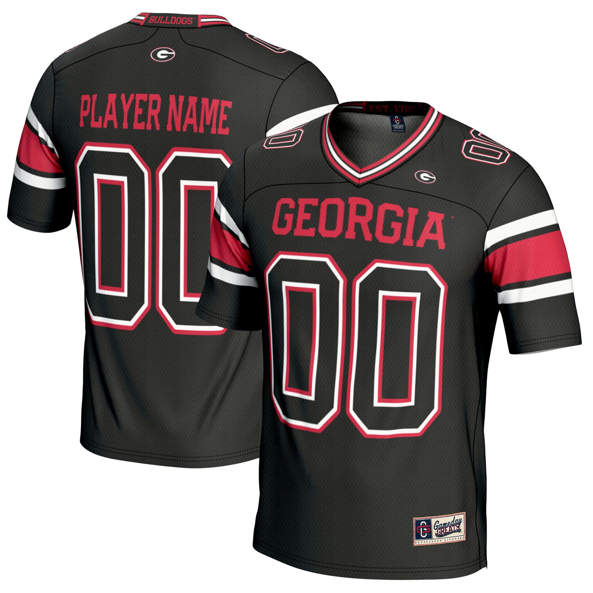 Georgia Bulldogs Football Jersey Black - front and back view