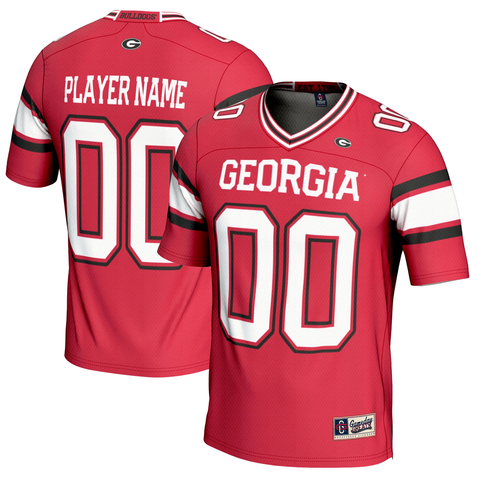 Georgia Bulldogs Football Jersey Red - front and back view