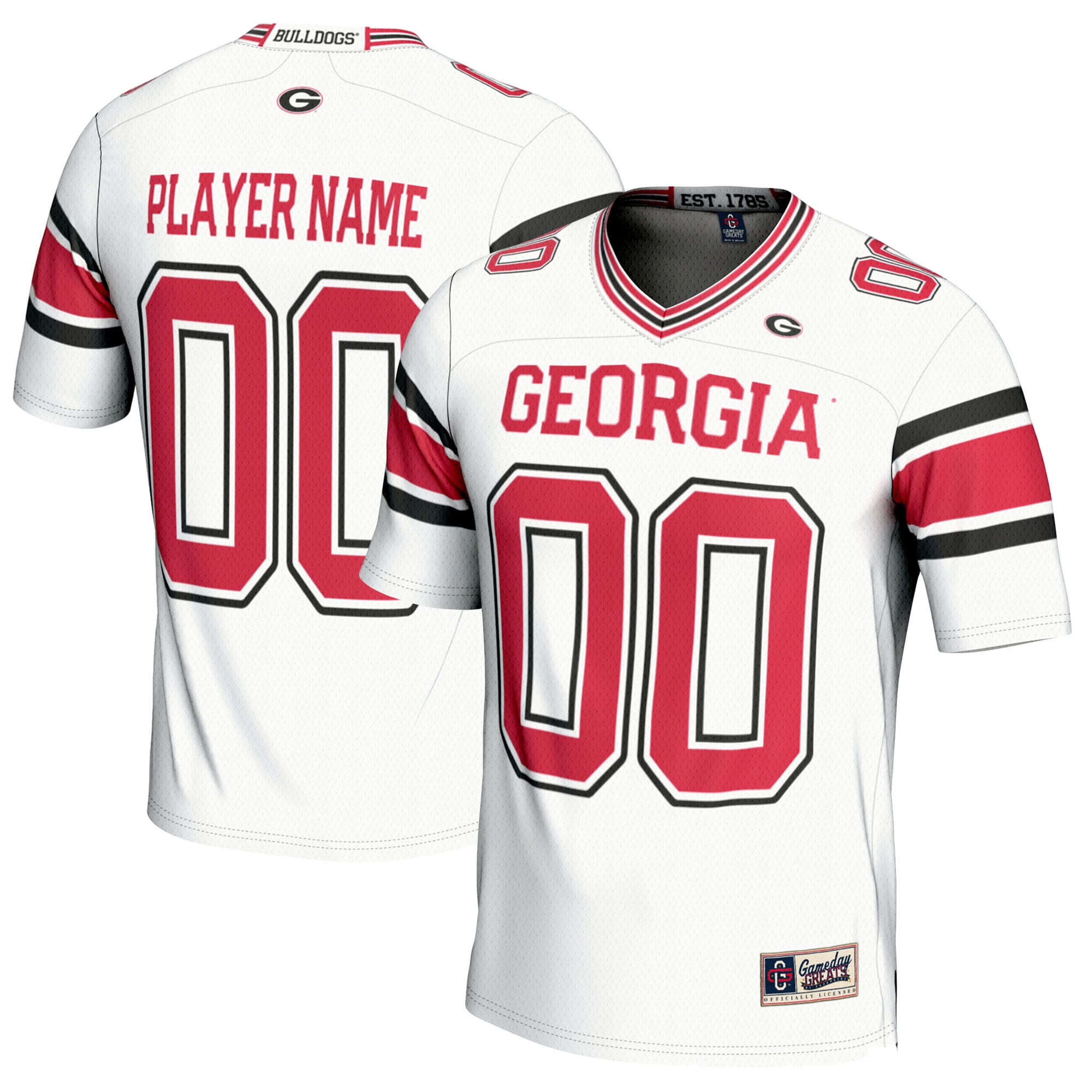 Georgia Bulldogs Football Jersey White - front and back view