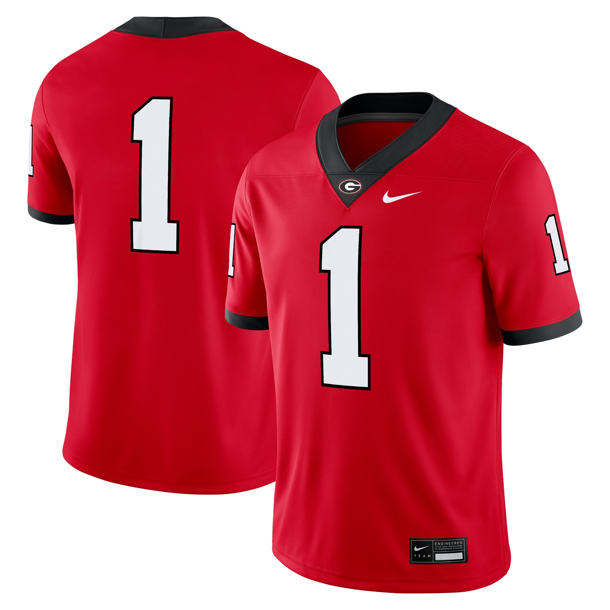 #1 Georgia Bulldogs Jersey Red - front and back view
