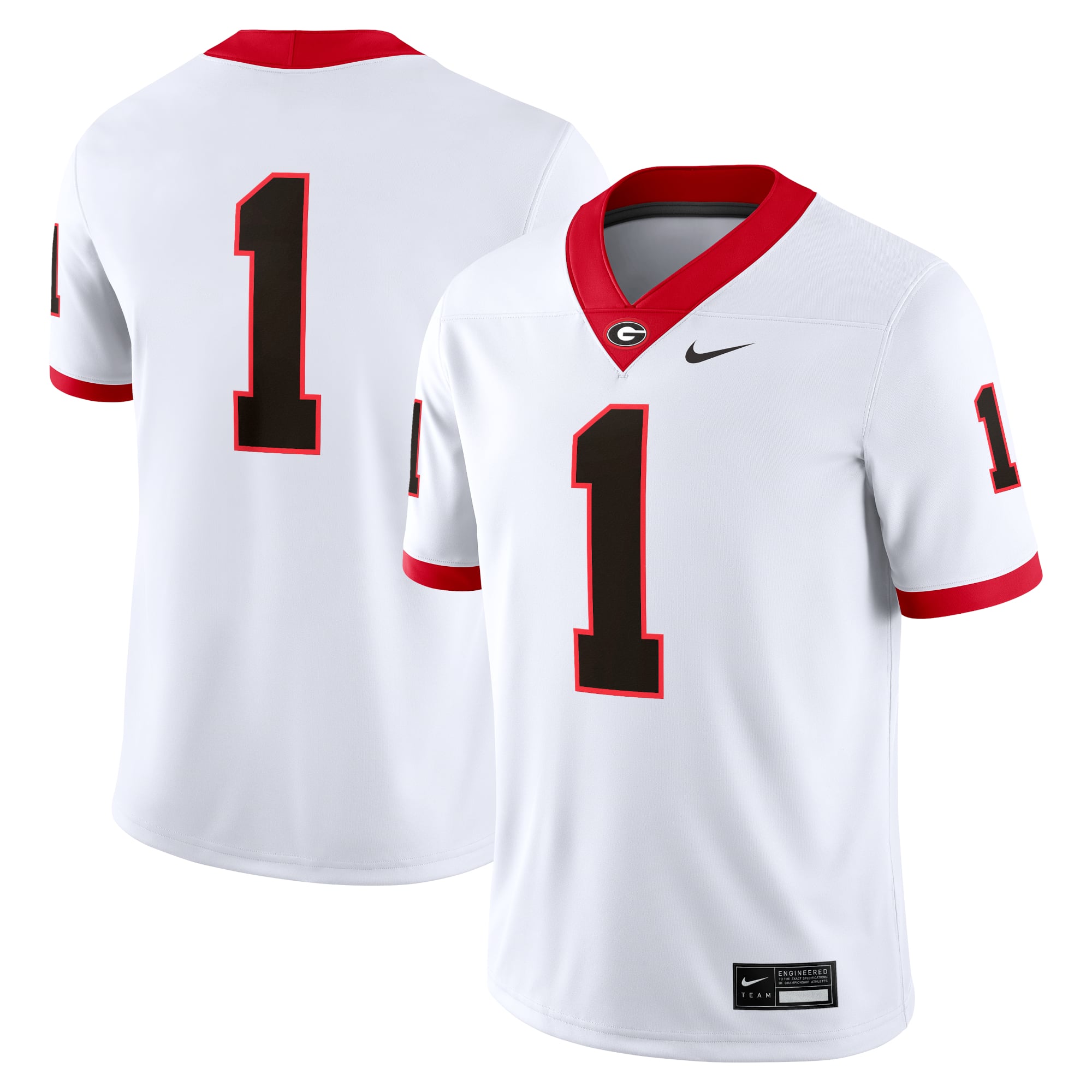 #1 Georgia Bulldogs Jersey White - front and back view