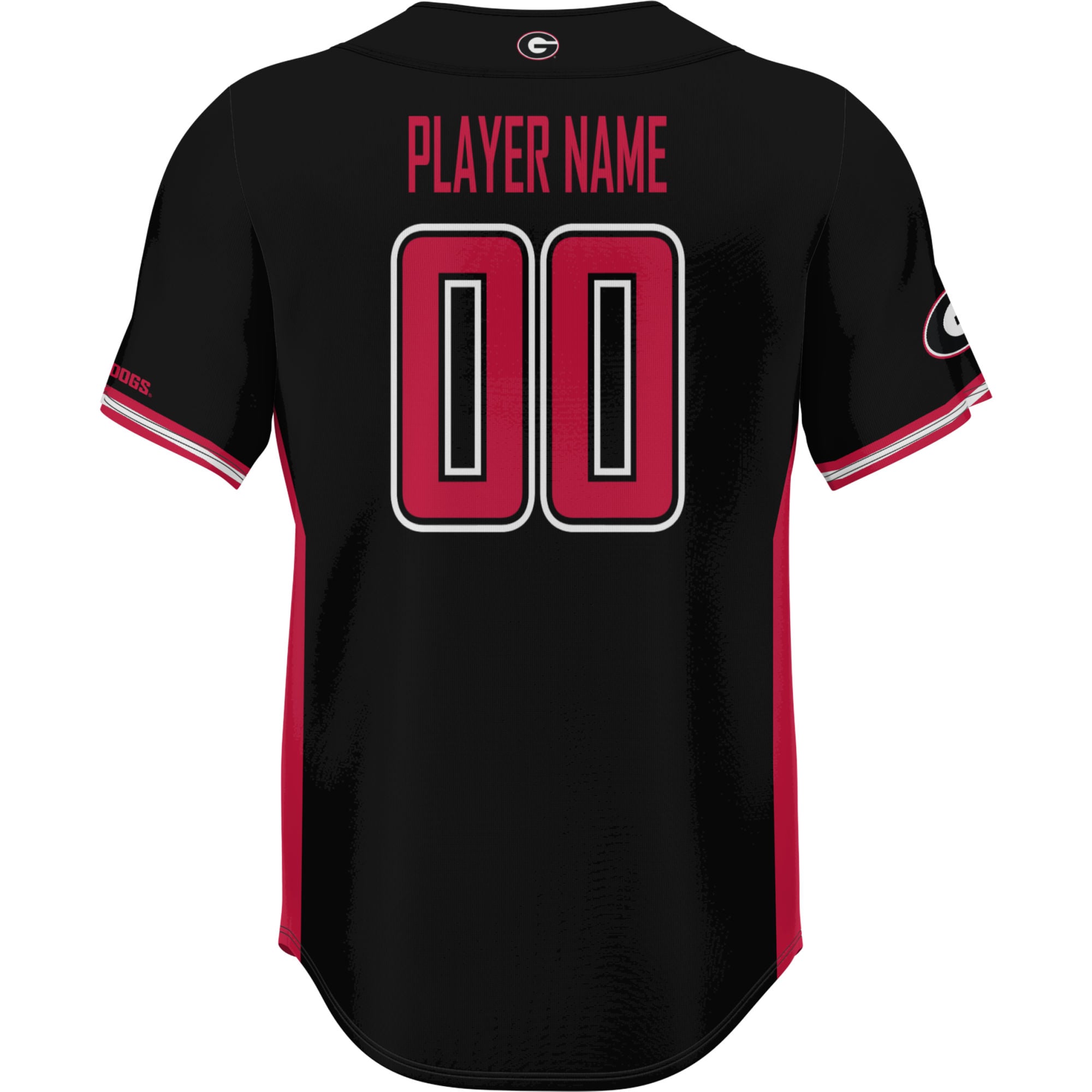 Georgia Bulldogs Lightweight Baseball Jersey Black - back view