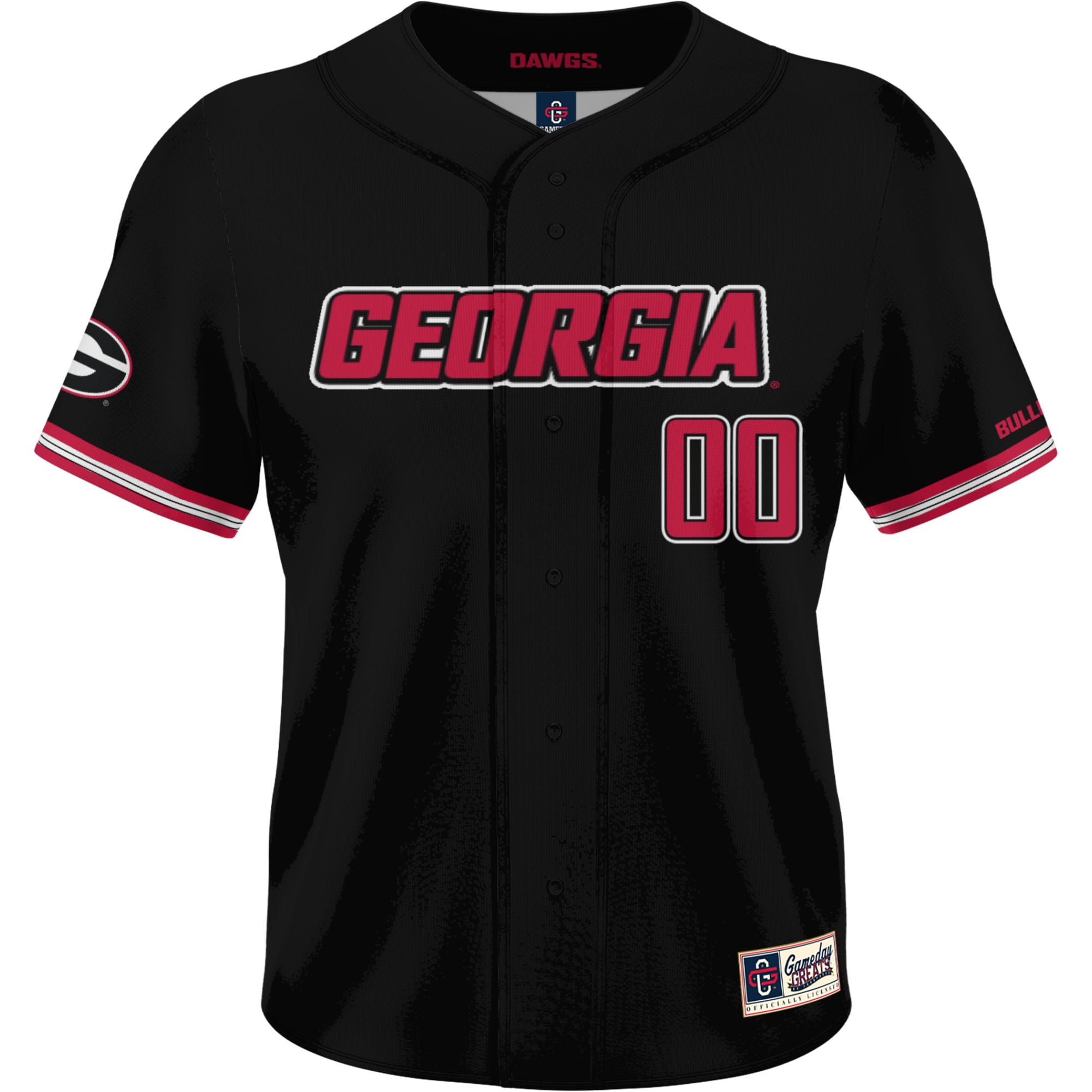 Georgia Bulldogs Lightweight Baseball Jersey Black - front view