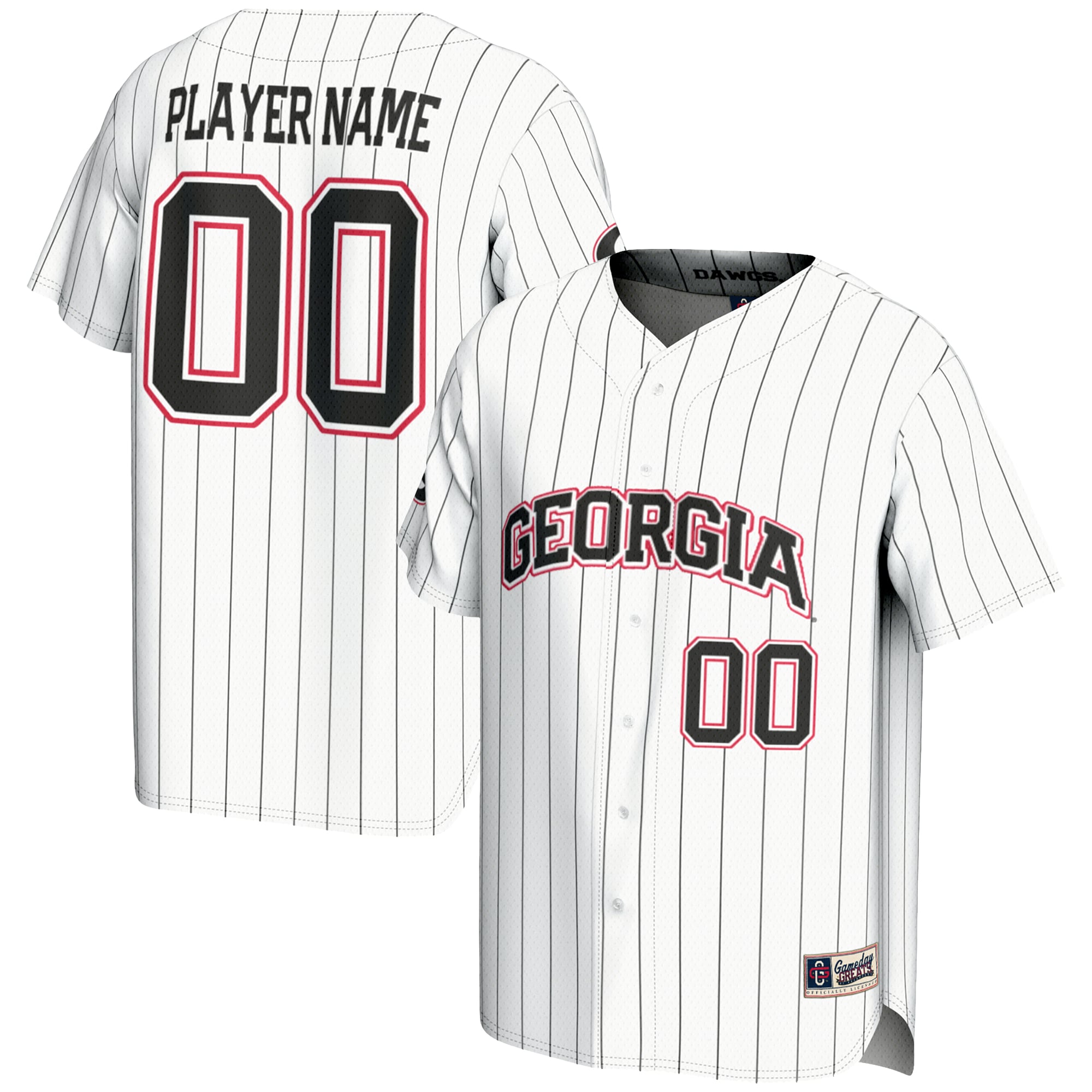 Georgia Bulldogs Lightweight Baseball Jersey White - front and back view