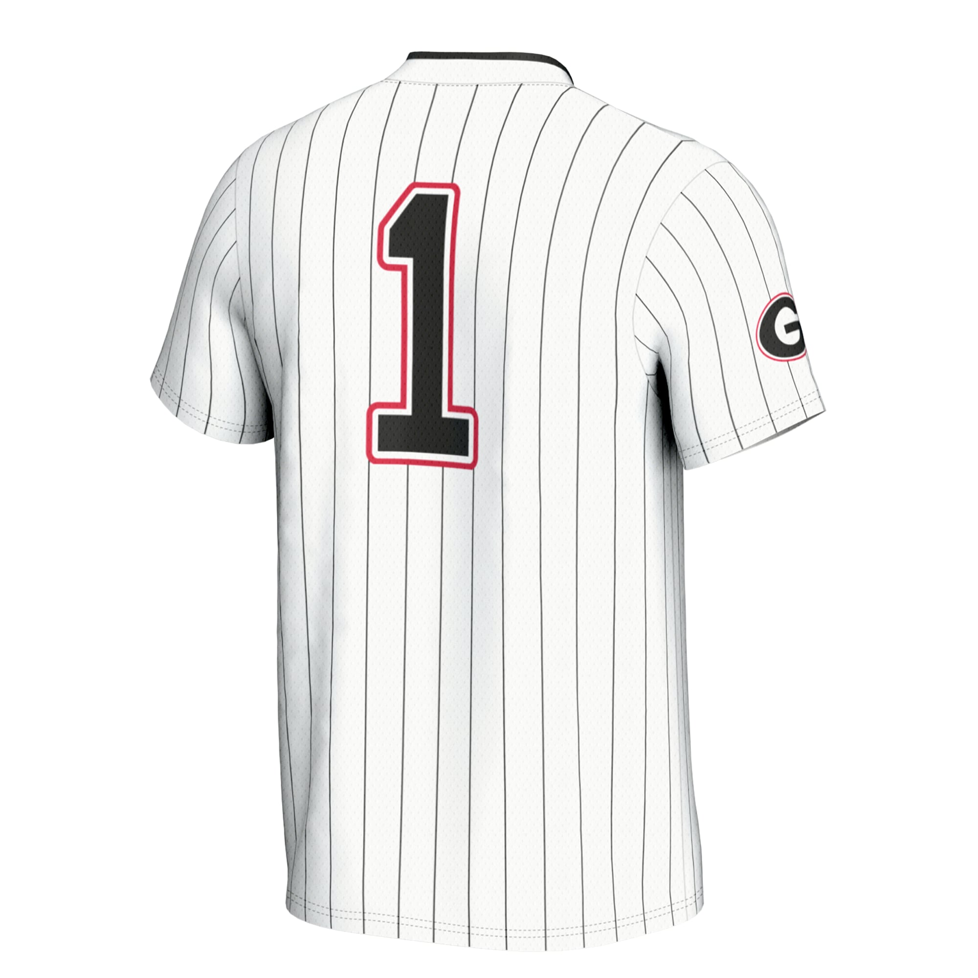 #1 Georgia Bulldogs Unisex Lightweight Softball Jersey White - back view
