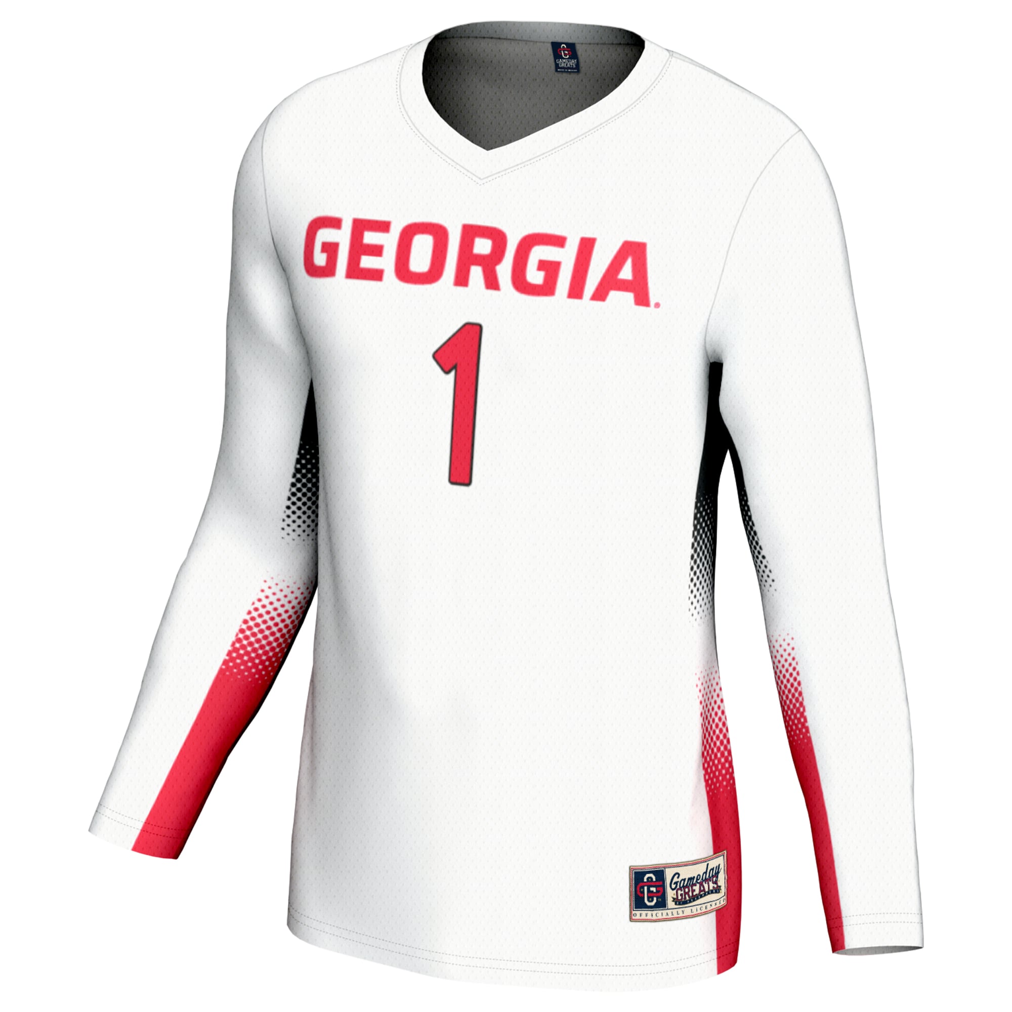 #1 Georgia Bulldogs Unisex Lightweight Volleyball Jersey White - front view