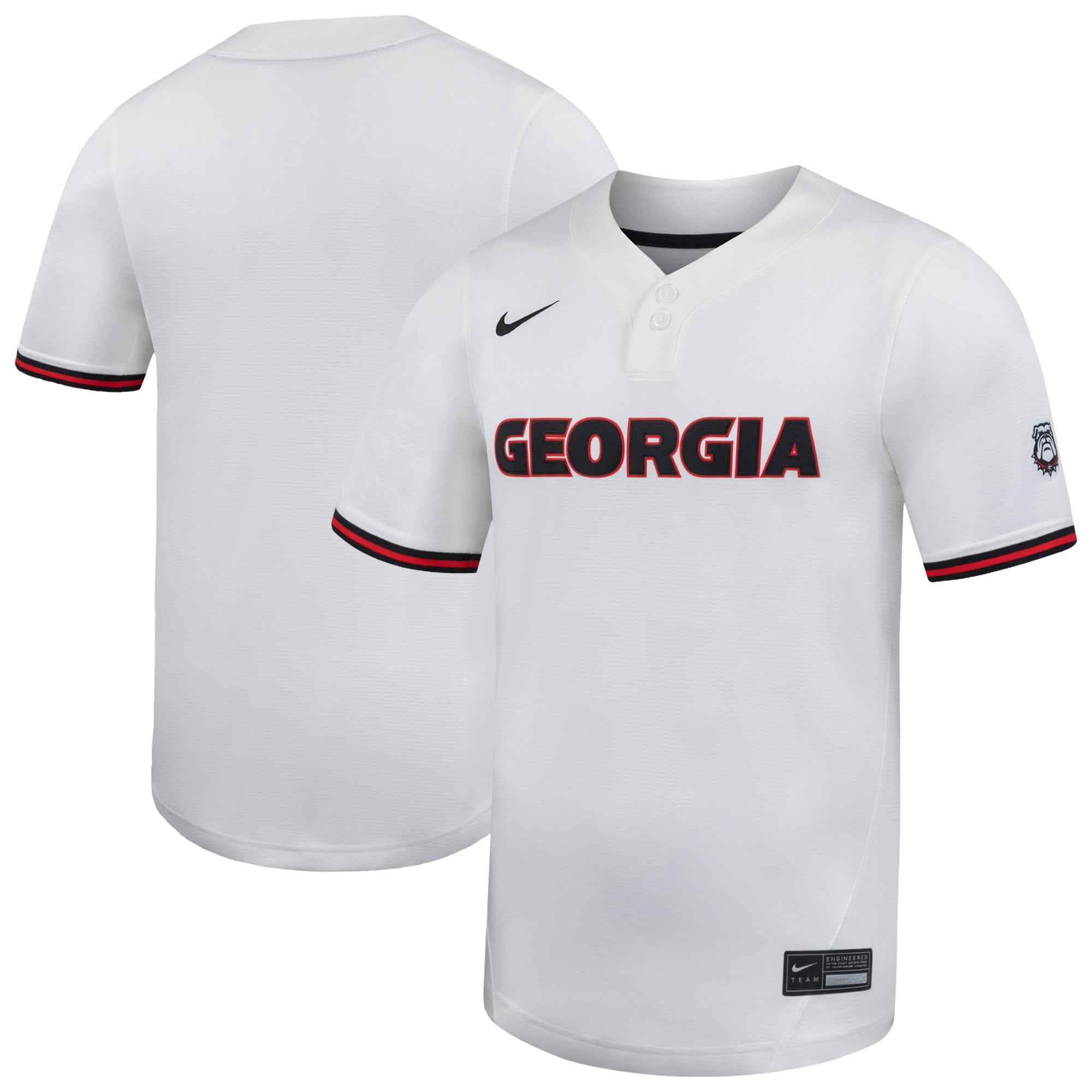 Georgia Bulldogs Unisex Softball Jersey White - front and back view