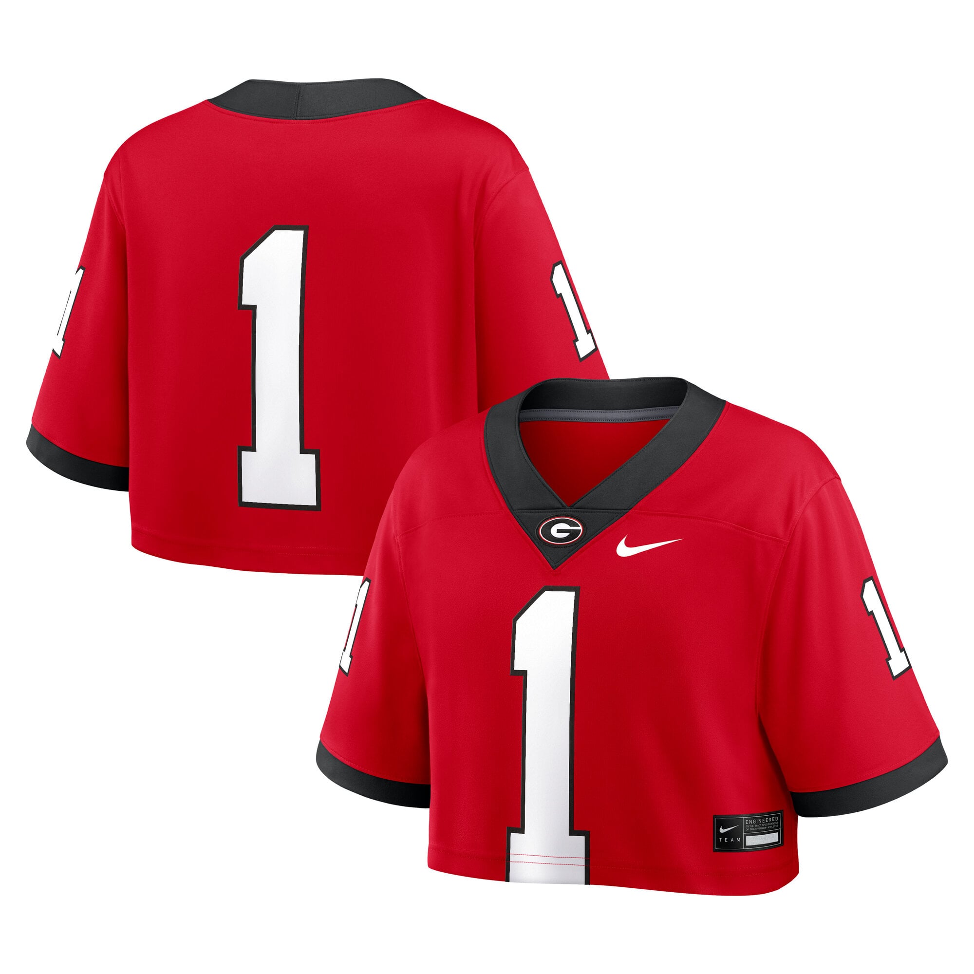 Georgia Bulldogs Women's Crop Top Jersey Red - front and back view