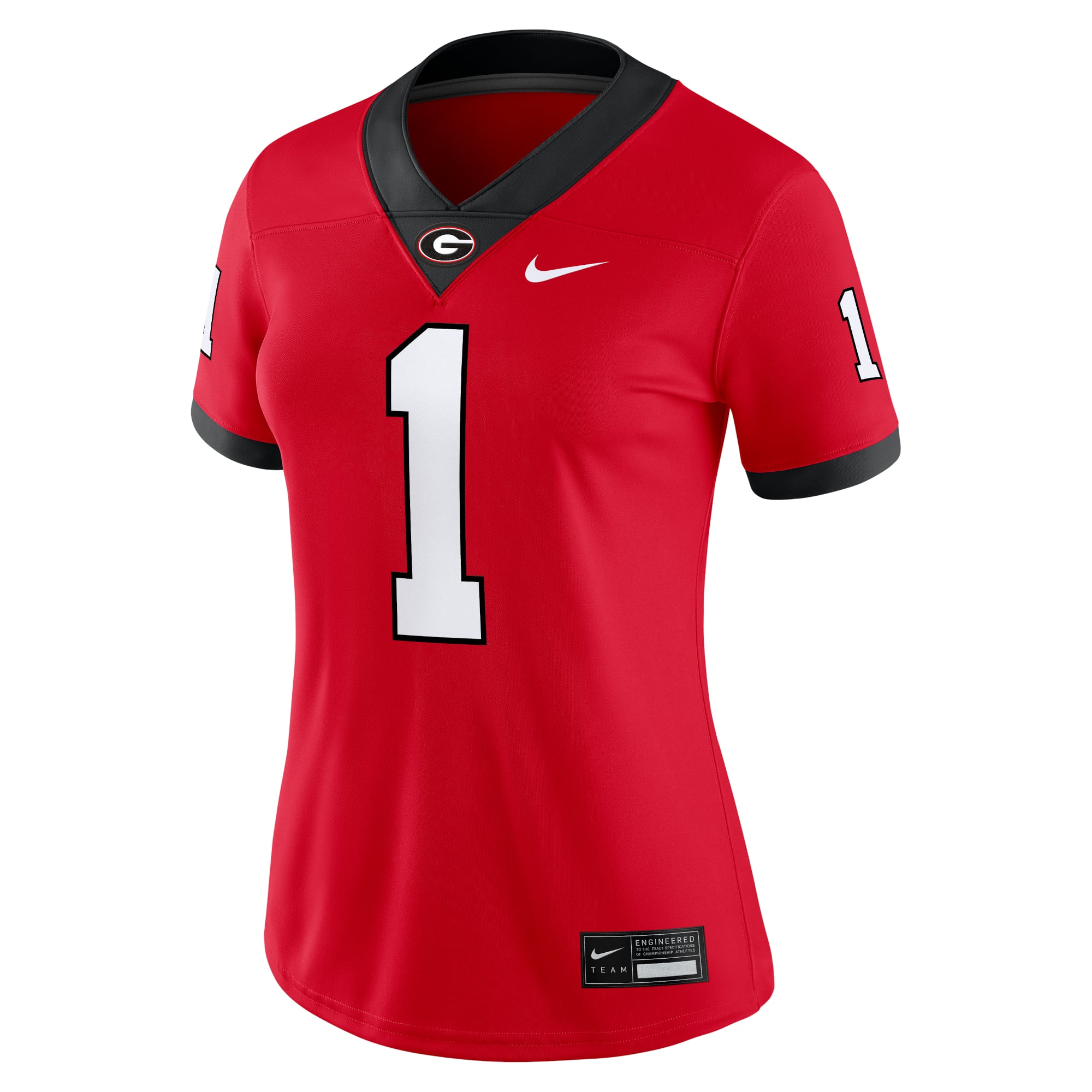#1 Georgia Bulldogs Women's Jersey Red - front view