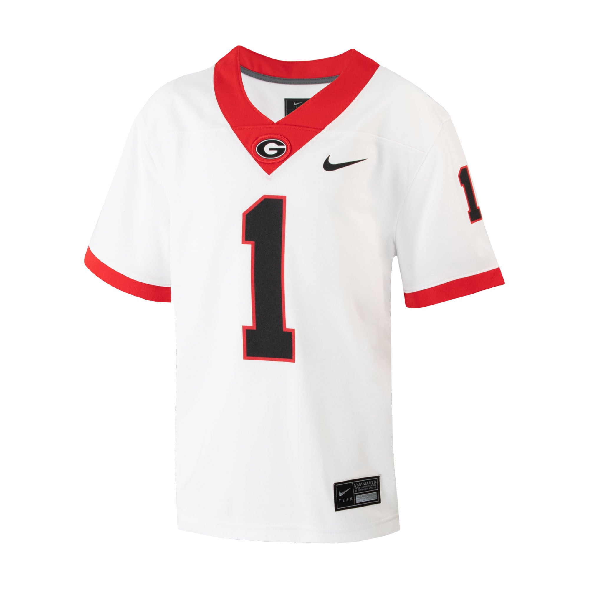 #1 Georgia Bulldogs Youth Away Jersey White - front view