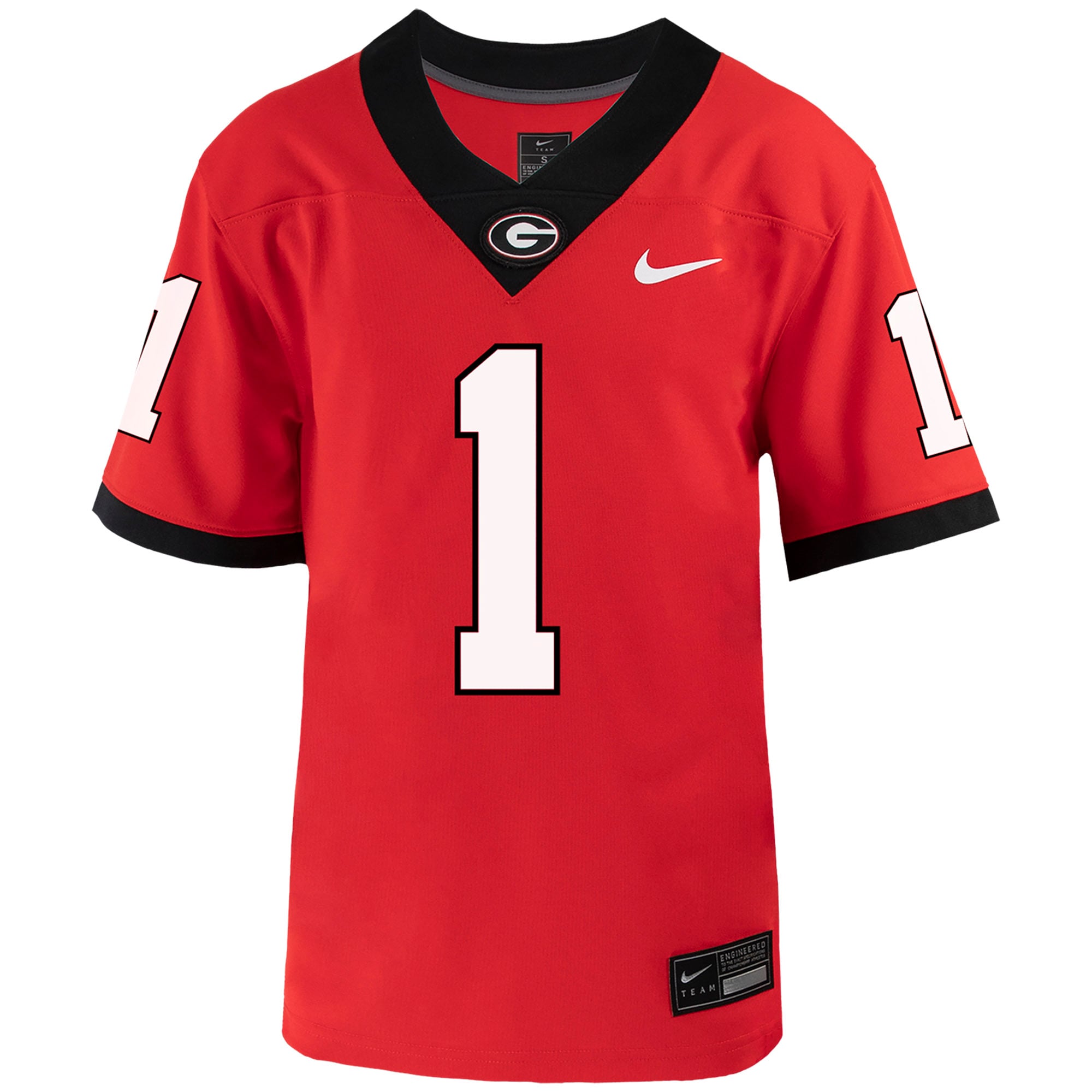 #1 Georgia Bulldogs Youth Home Jersey Red - front view