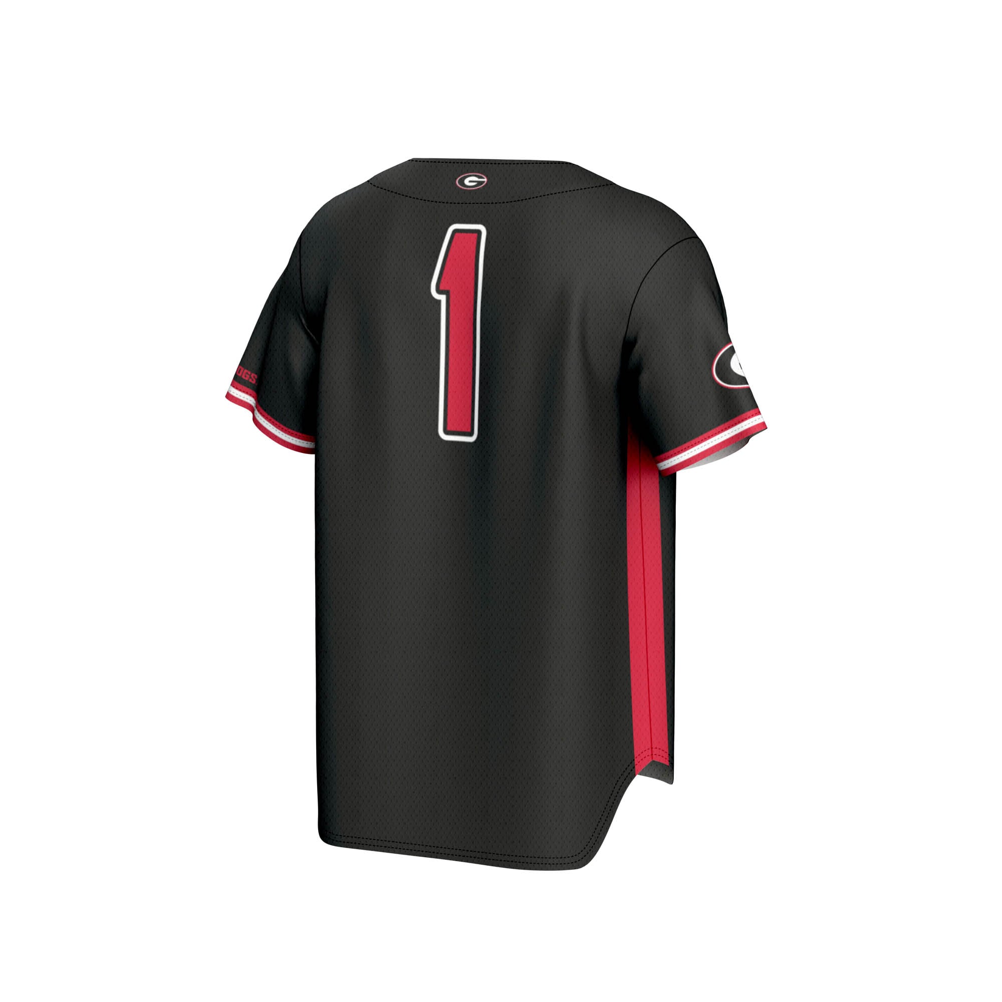 #1 Georgia Bulldogs Youth Lightweight Baseball Jersey Black - back view