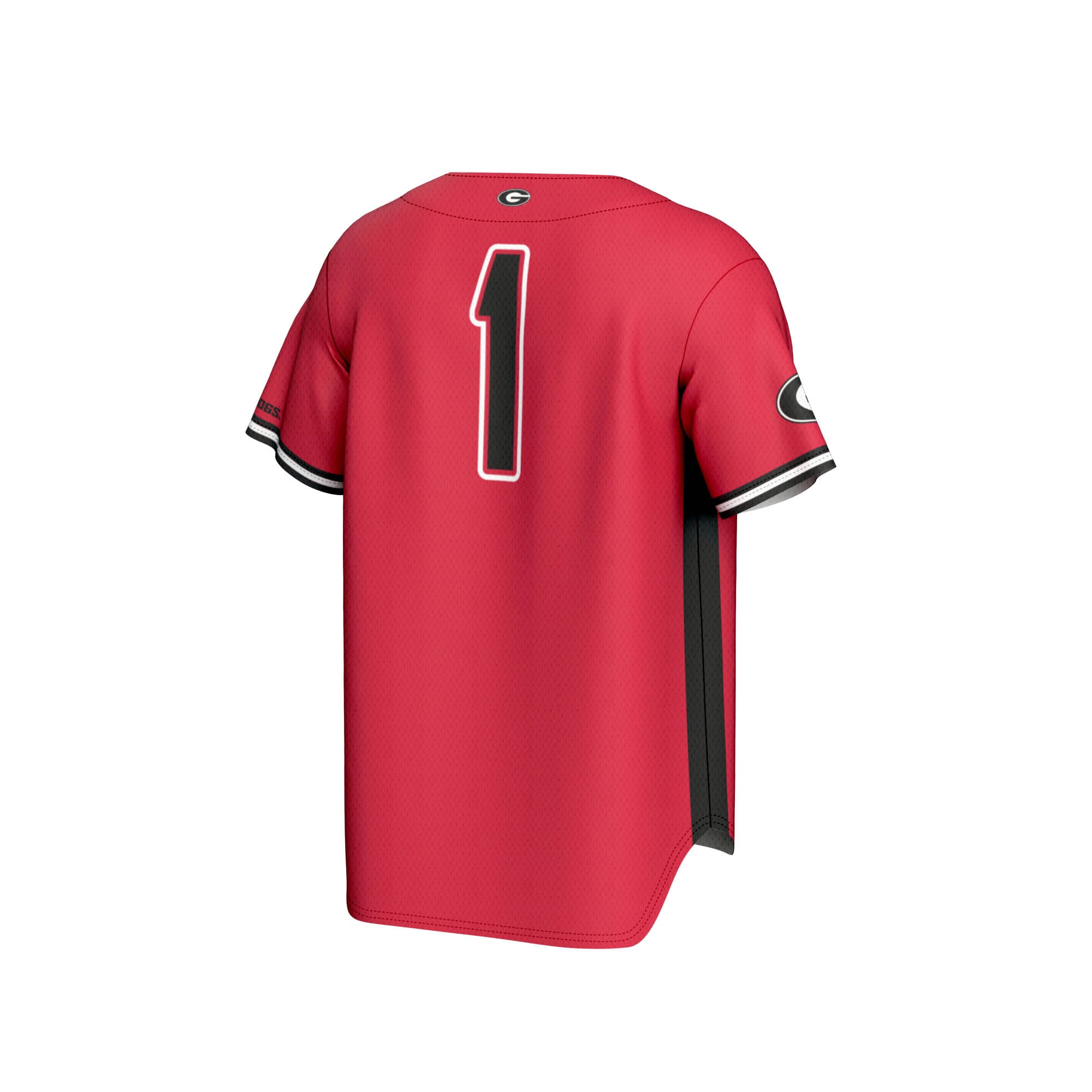 #1 Georgia Bulldogs Youth Lightweight Baseball Jersey Red - back view