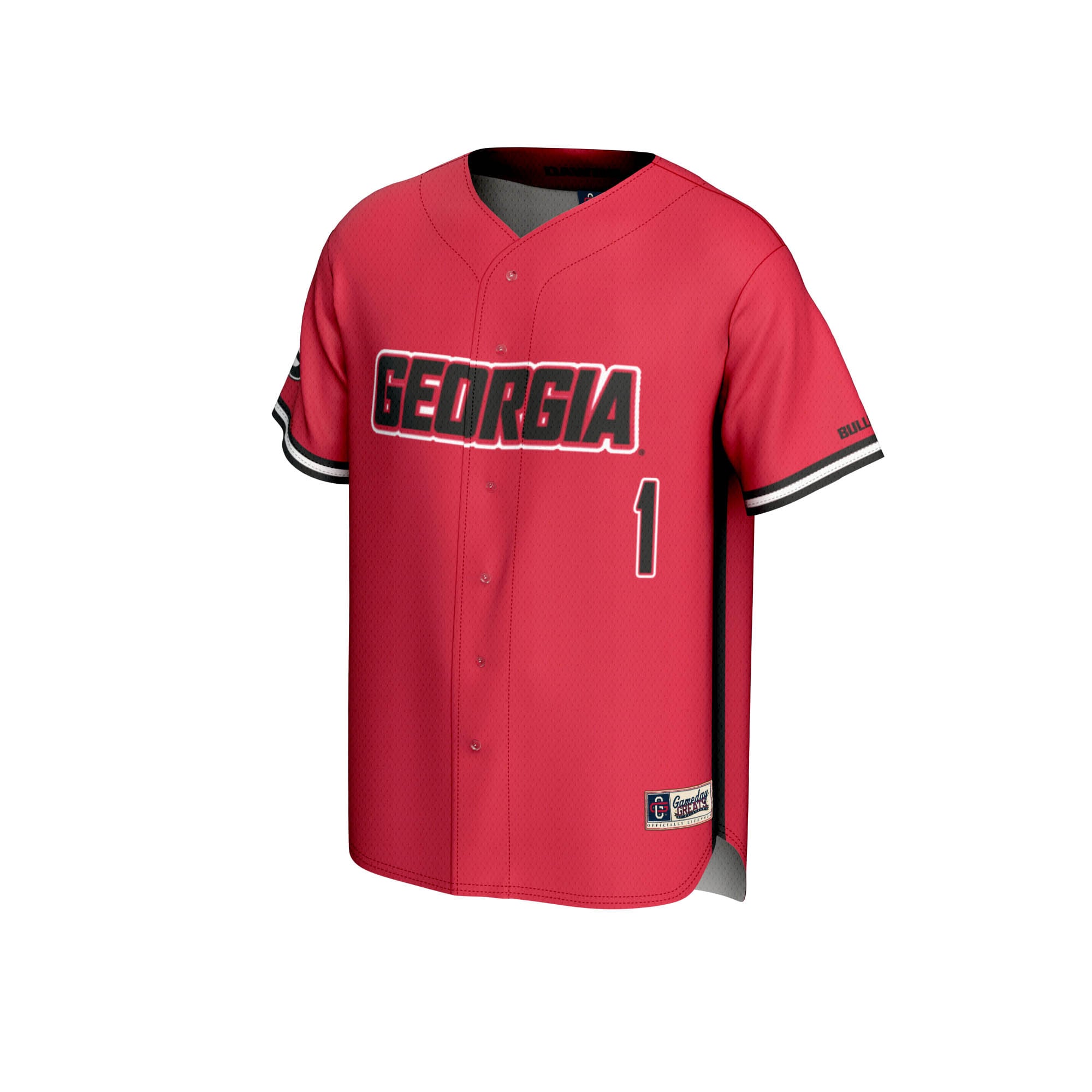 #1 Georgia Bulldogs Youth Lightweight Baseball Jersey Red - front view