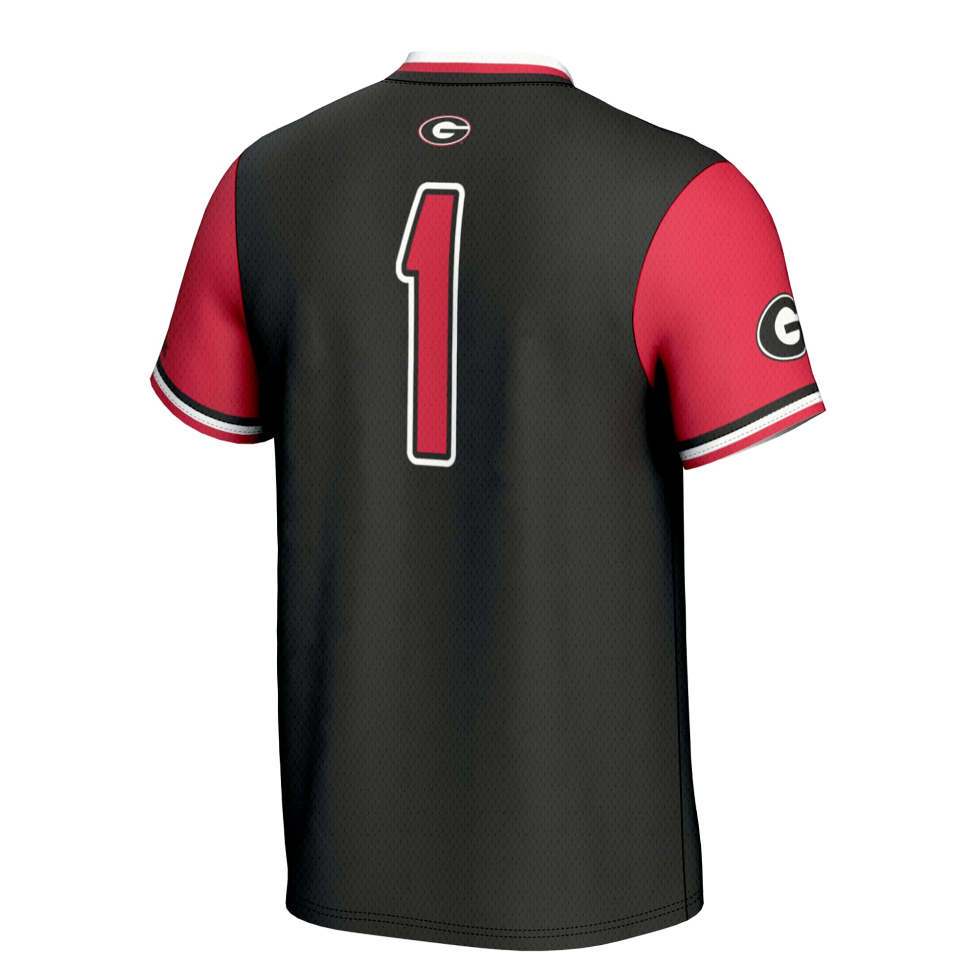 #1 Georgia Bulldogs Youth Lightweight Softball Jersey Black - back view