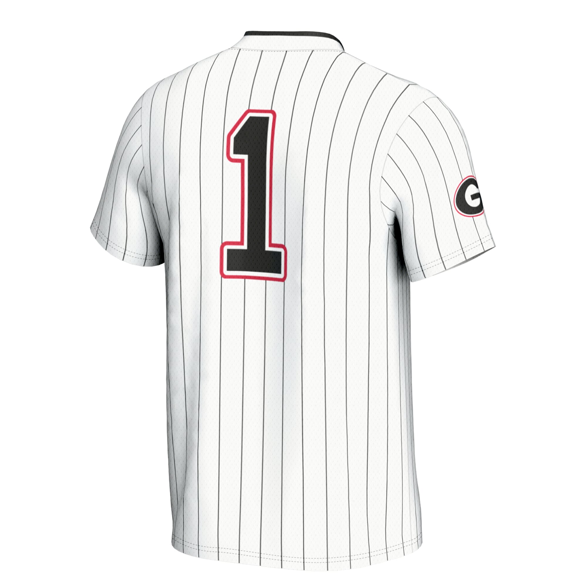 #1 Georgia Bulldogs Youth Lightweight Softball Jersey White - back view