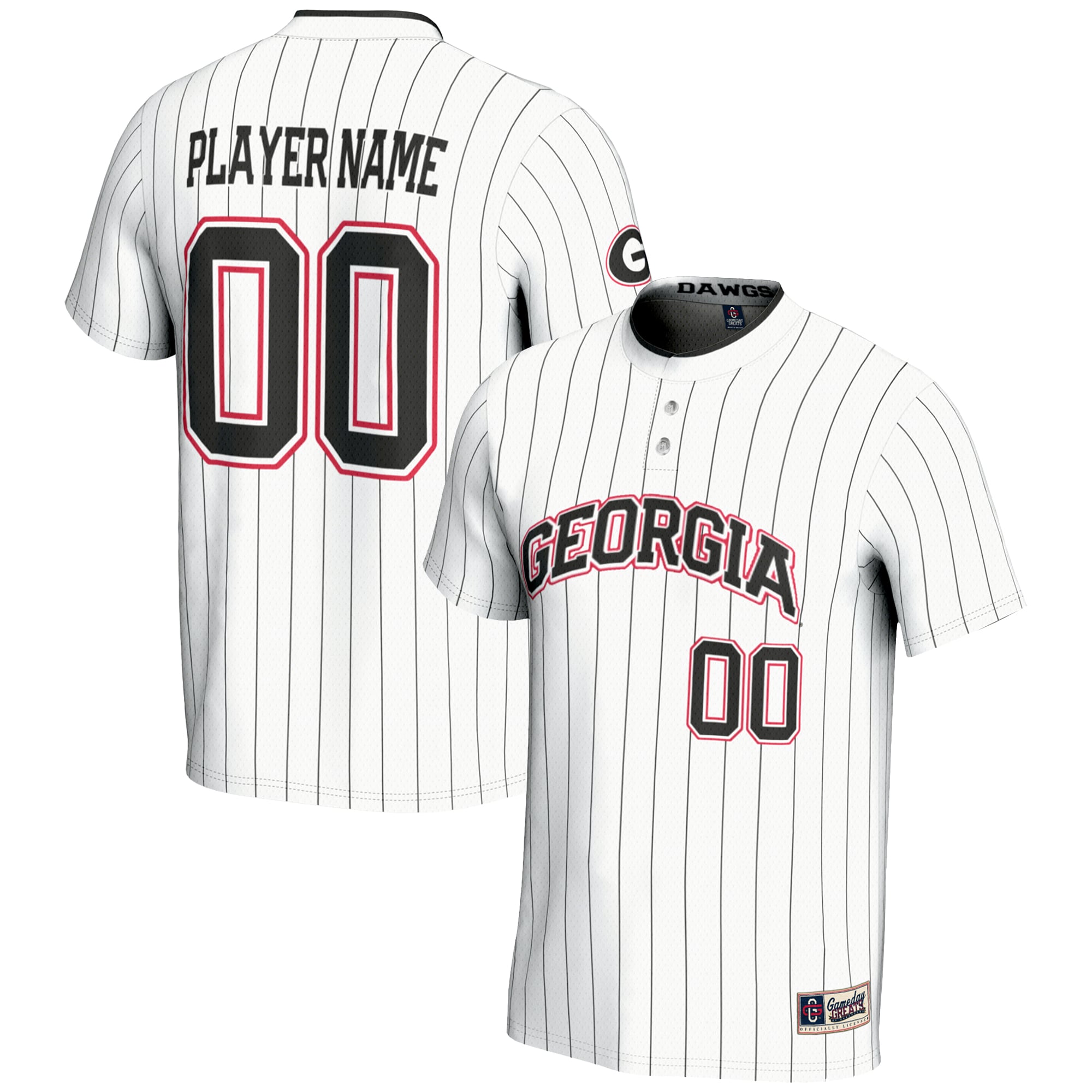 Georgia Bulldogs Youth Lightweight Softball Jersey White - front and back view