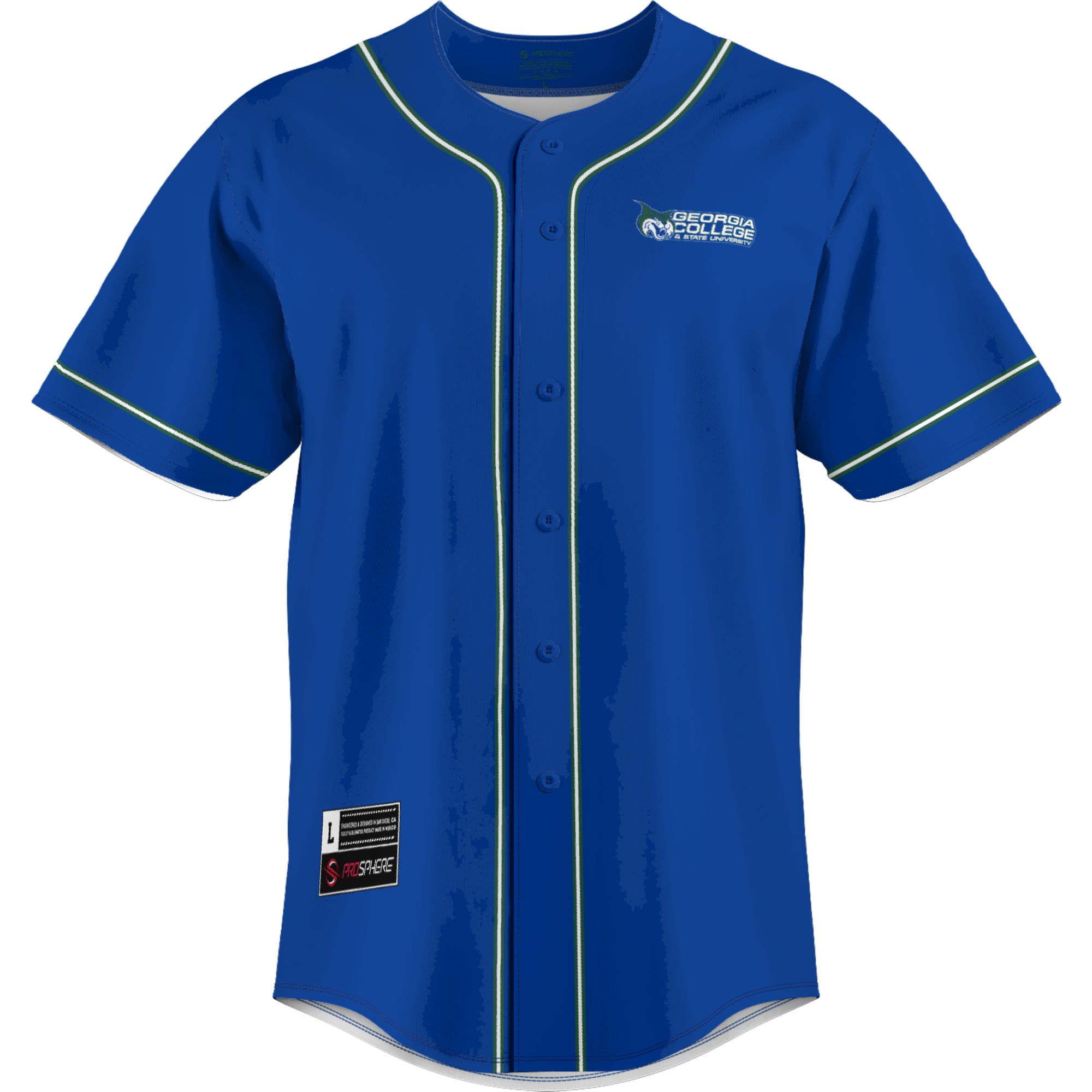 Georgia College Bobcats Youth Lightweight Baseball Jersey Blue - front view