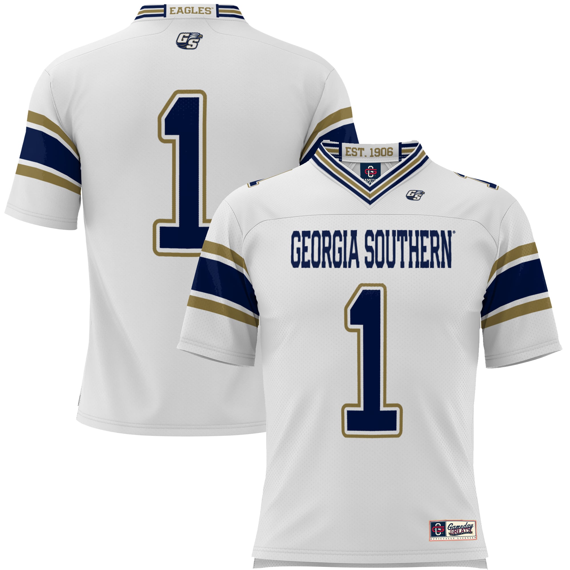 #1 Georgia Southern Eagles Youth Endzone Football Jersey White - front view