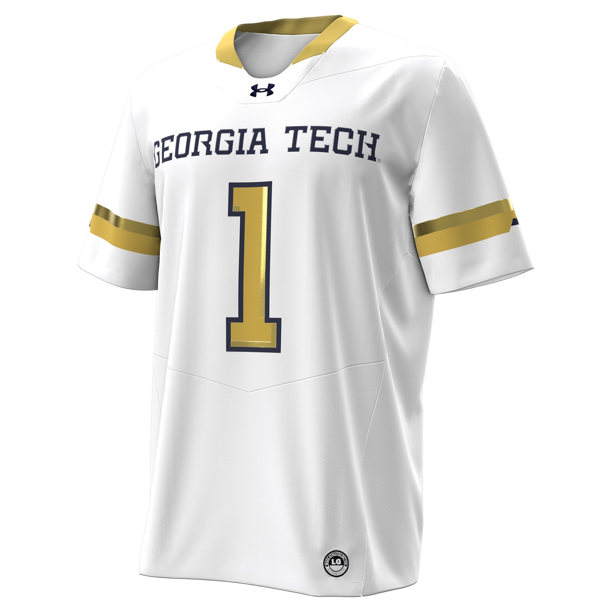 #1 Georgia Tech Yellow Jackets Away Football Jersey White - front view