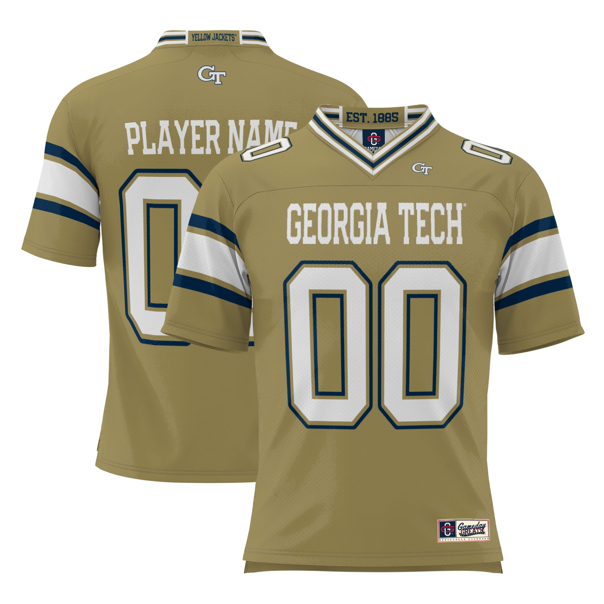 Georgia Tech Yellow Jackets Football Jersey Gold - front and back view