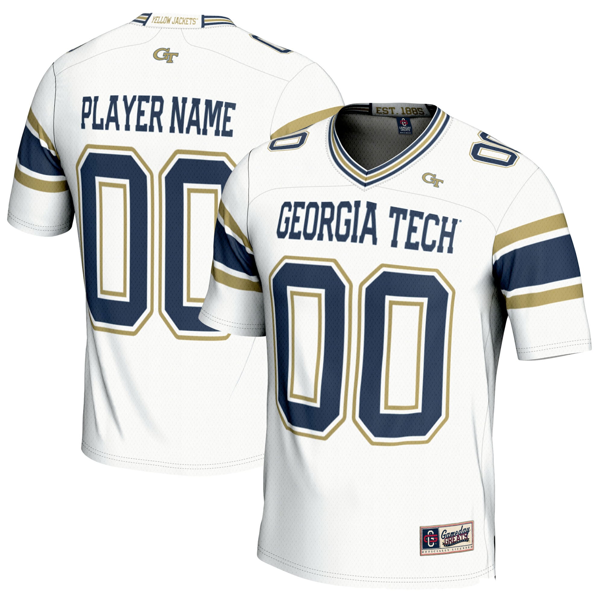 Georgia Tech Yellow Jackets Football Jersey White - front and back view