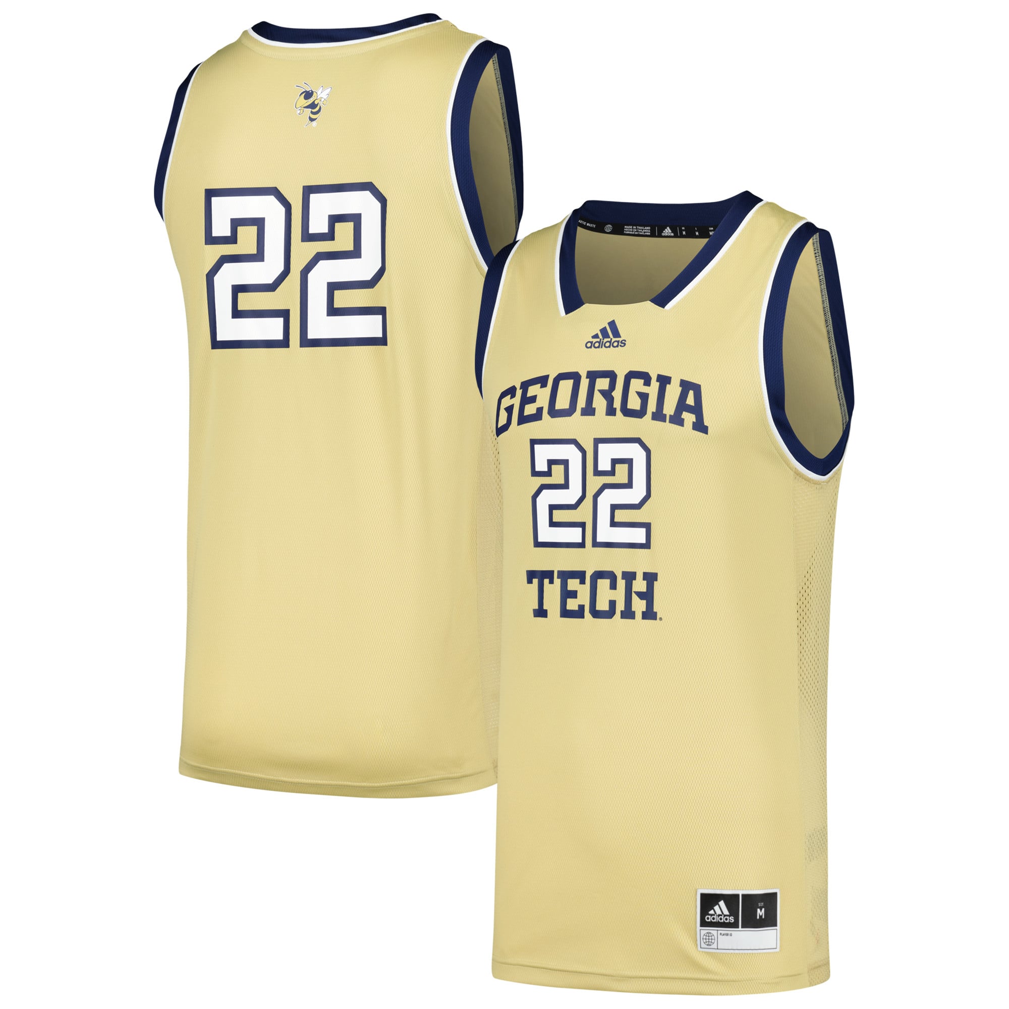 #22 Georgia Tech Yellow Jackets Jersey Gold - front and back view