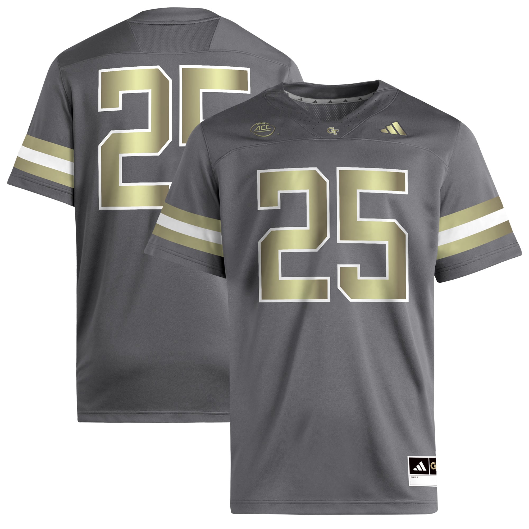 #25 Georgia Tech Yellow Jackets Jersey Gray - front and back view