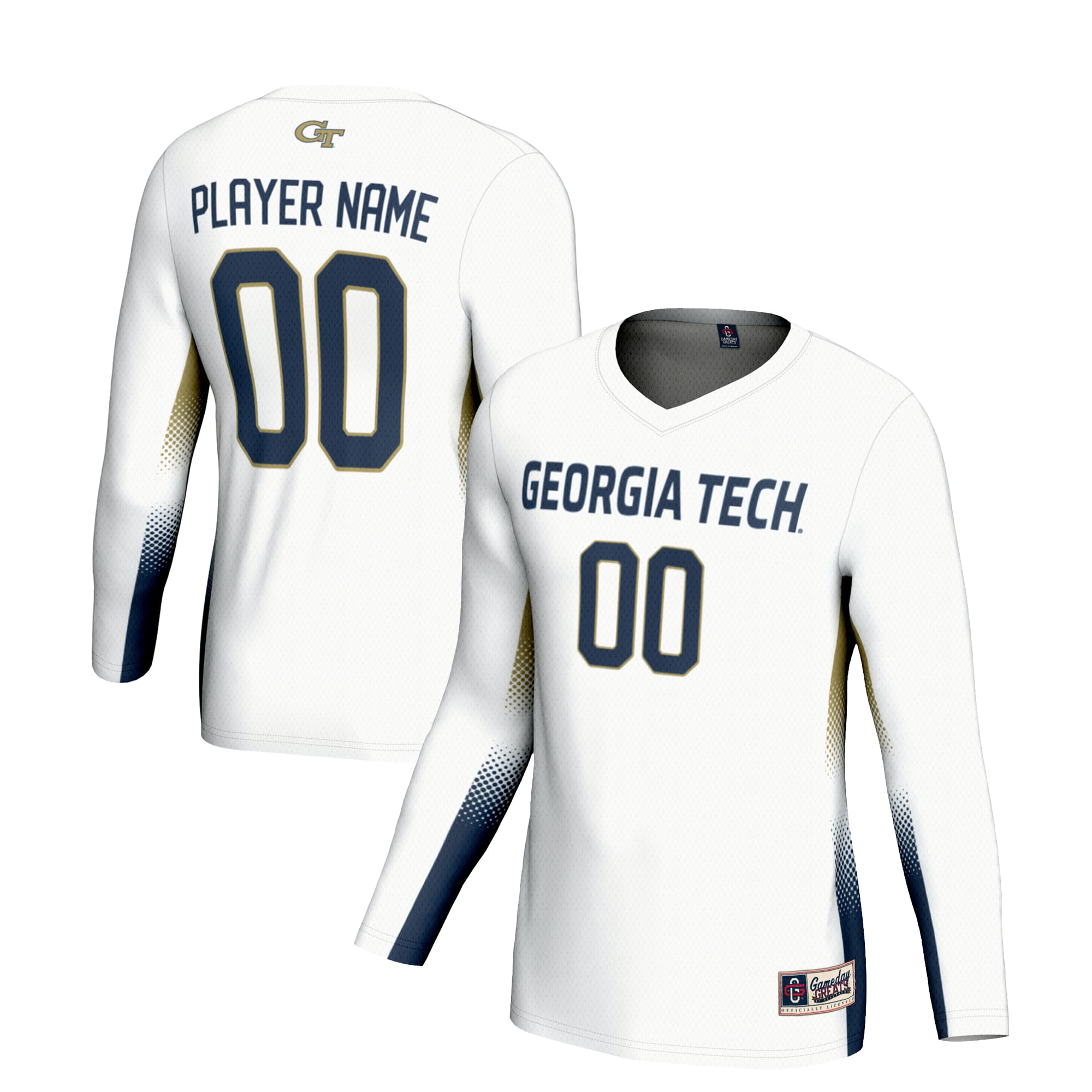 Georgia Tech Yellow Jackets Unisex Lightweight Volleyball Jersey White - front and back view