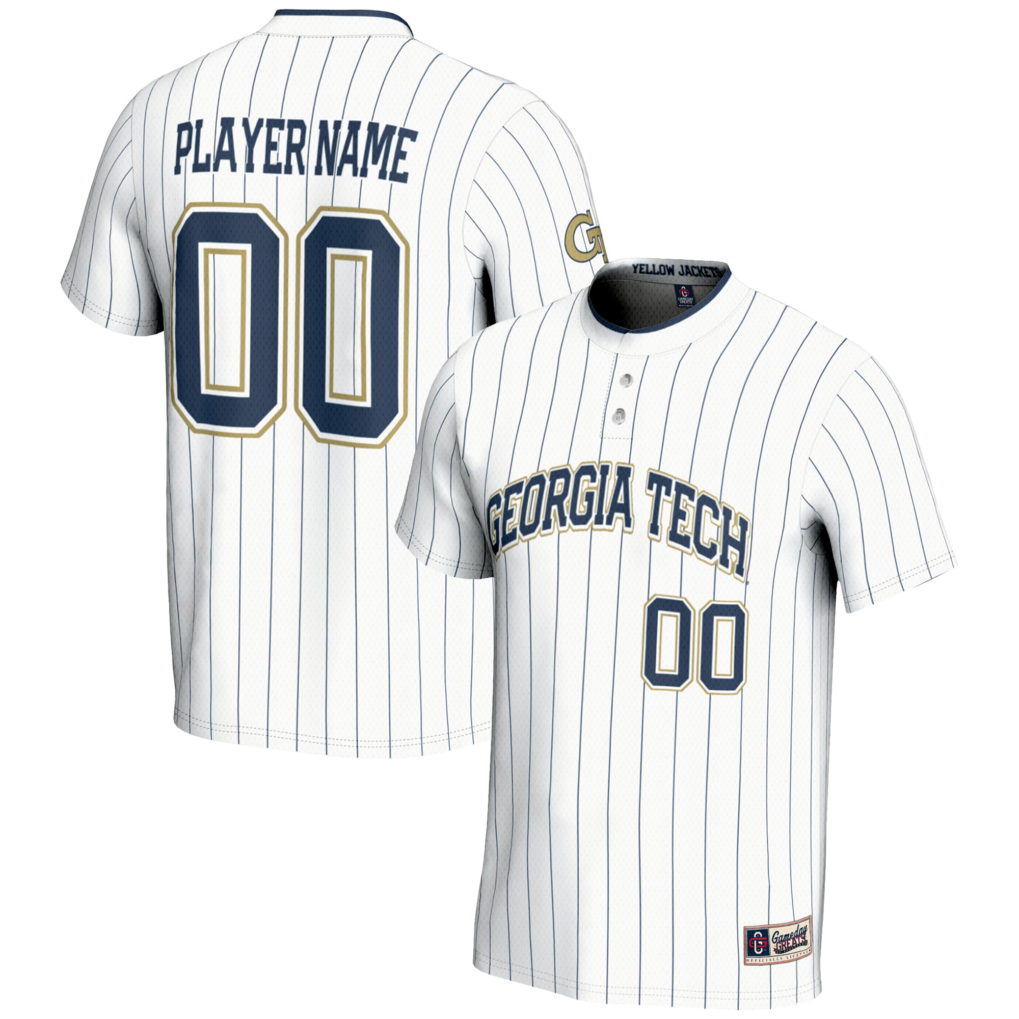 Georgia Tech Yellow Jackets Youth Lightweight Softball Jersey White - front and back view